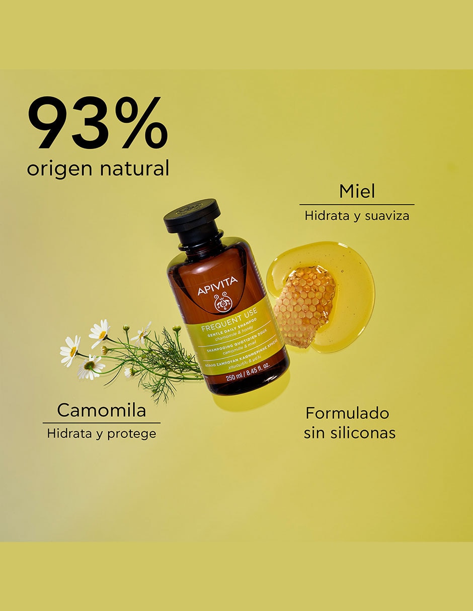 Shampoo hidratante para cabello normal Con miel 250 ml 2