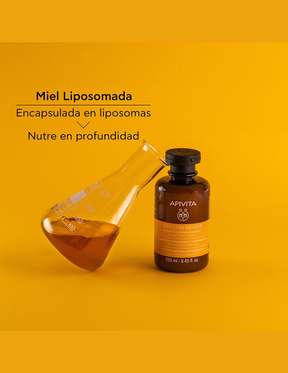 Shampoo reparador para cabello seco Con Miel y Keratina 250 ml 5