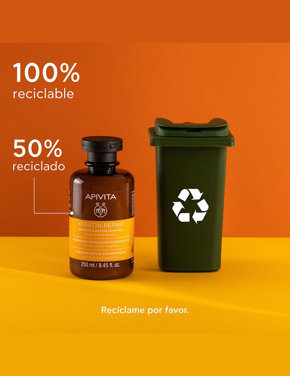 Shampoo reparador para cabello seco Con Miel y Keratina 250 ml 6