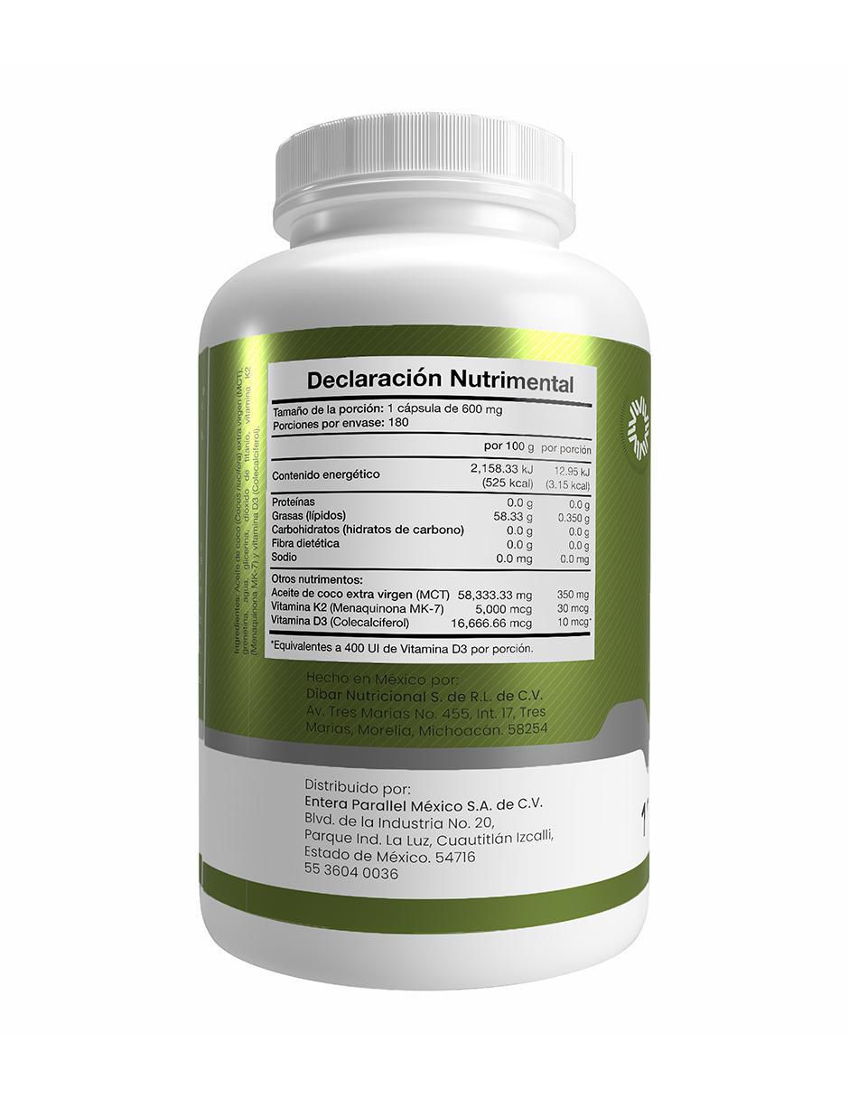 MCT, K2+D3 con vitamina k2 y vitamina d3 de 180 cápsulas 3
