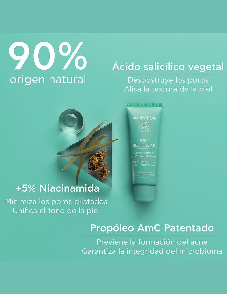 Crema facial recomendada para matificar e hidratar día y noche Just bee clear para piel mixta y grasa 9