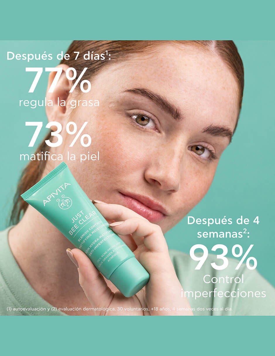 Crema facial recomendada para matificar e hidratar día y noche Just bee clear para piel mixta y grasa 10