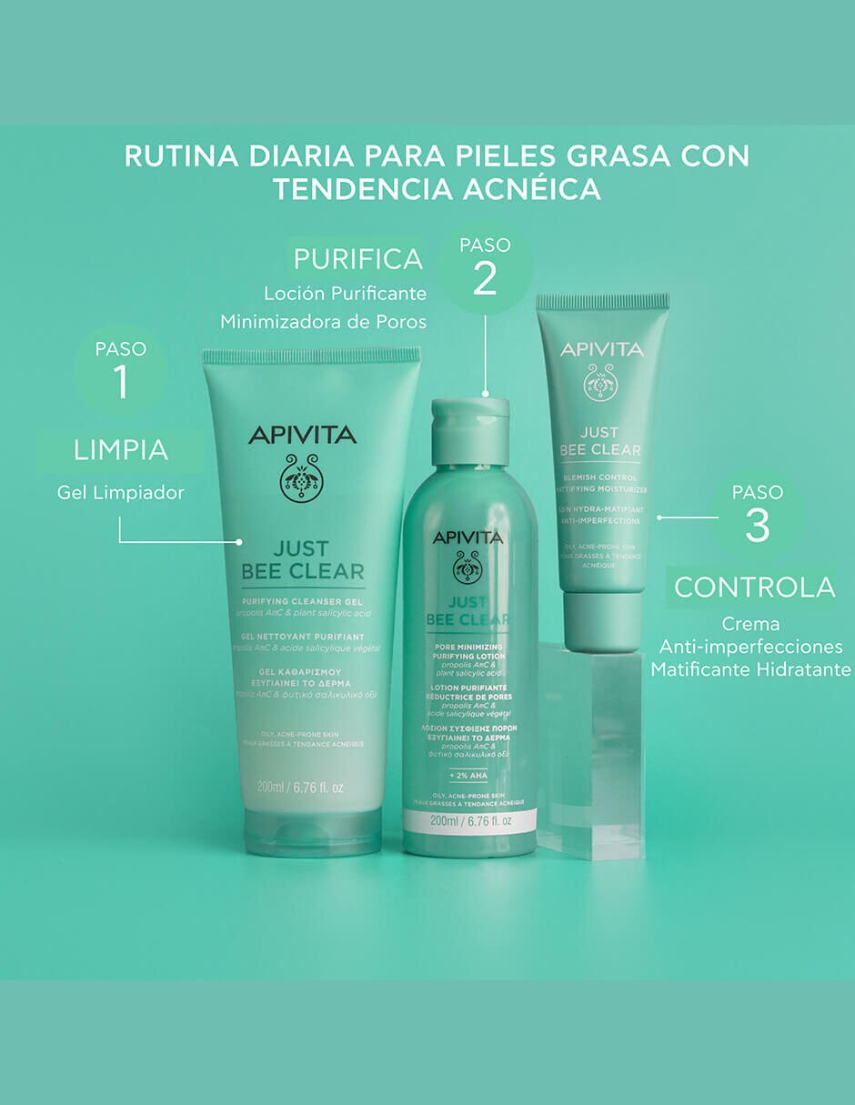 Crema facial recomendada para matificar e hidratar día y noche Just bee clear para piel mixta y grasa 11