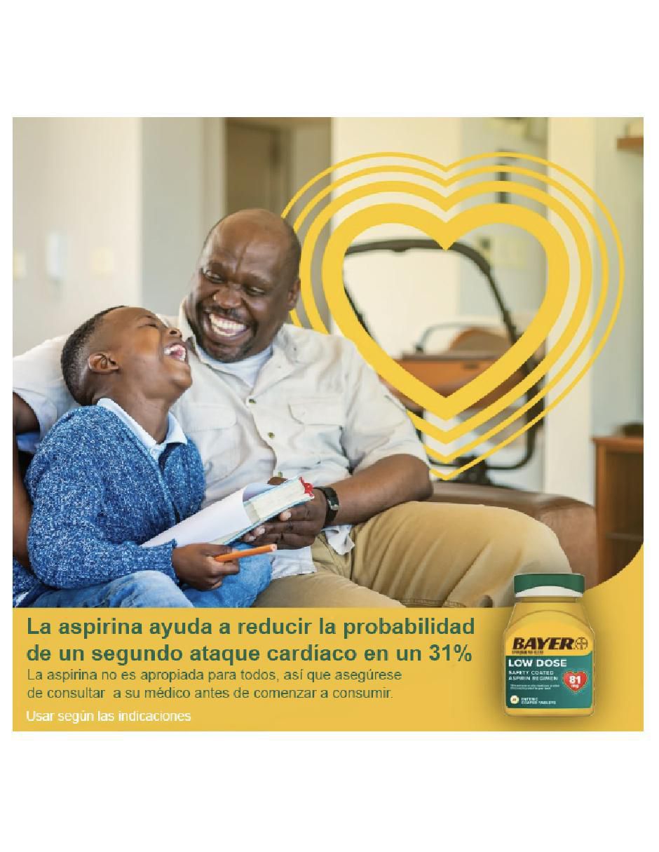 Tabletas para desinflamar y aliviar dolor intenso Aspirina 81mg baja dosis 2