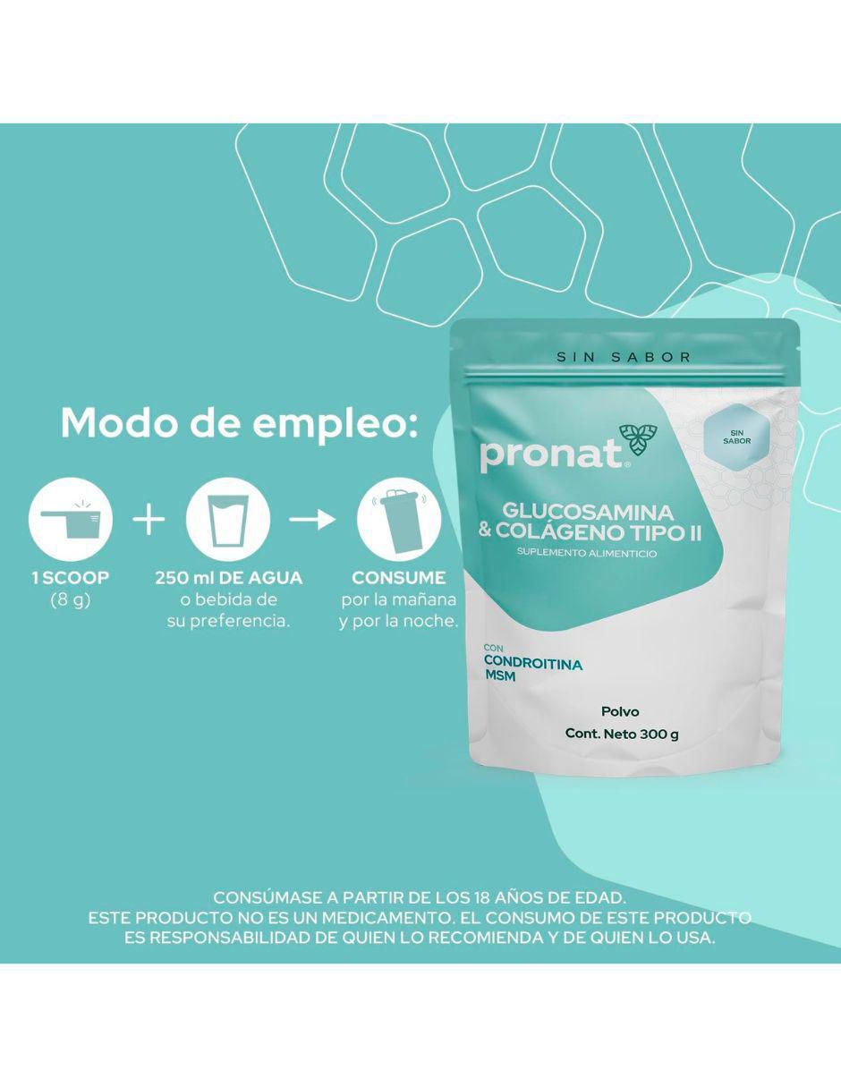 Glucosamina & Colágeno Tipo II - Pronat de 300 g 3