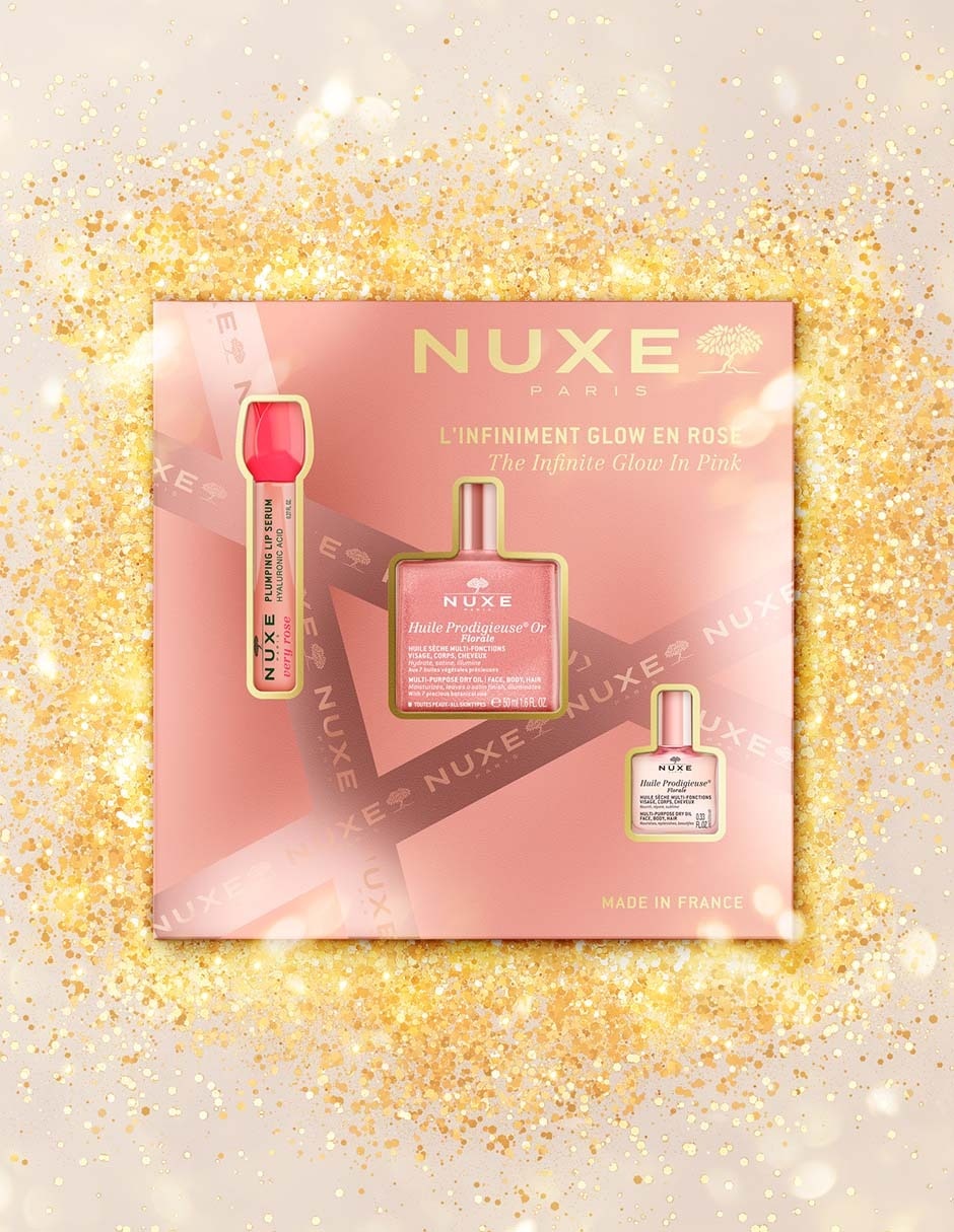 Kit tratamiento facial infinite glow in pink hidratante huile prodigieuse 2