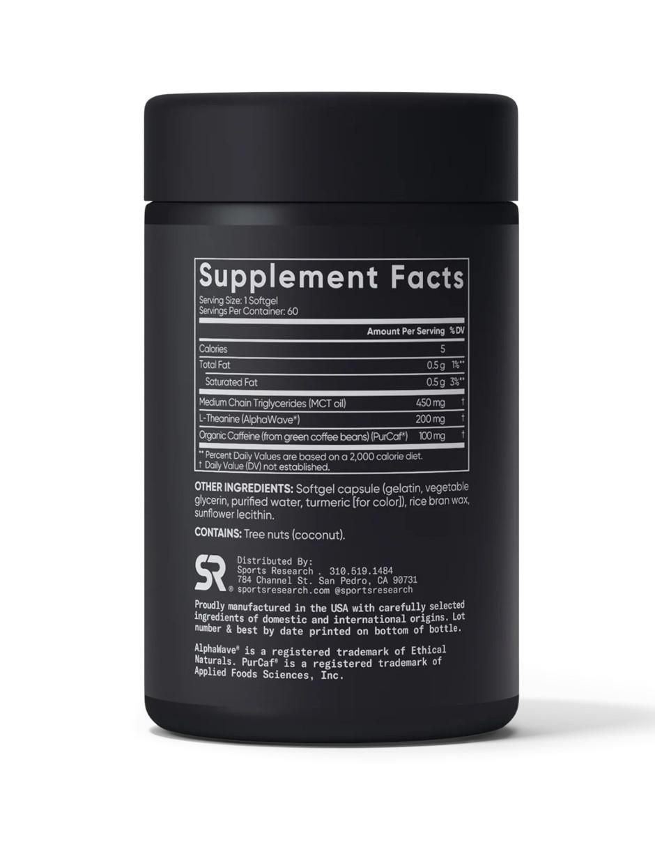 L-teanina energía enfocada, alerta y relajación sin somnolencia, 200 mg sabor coco de 60 cápsulas 2
