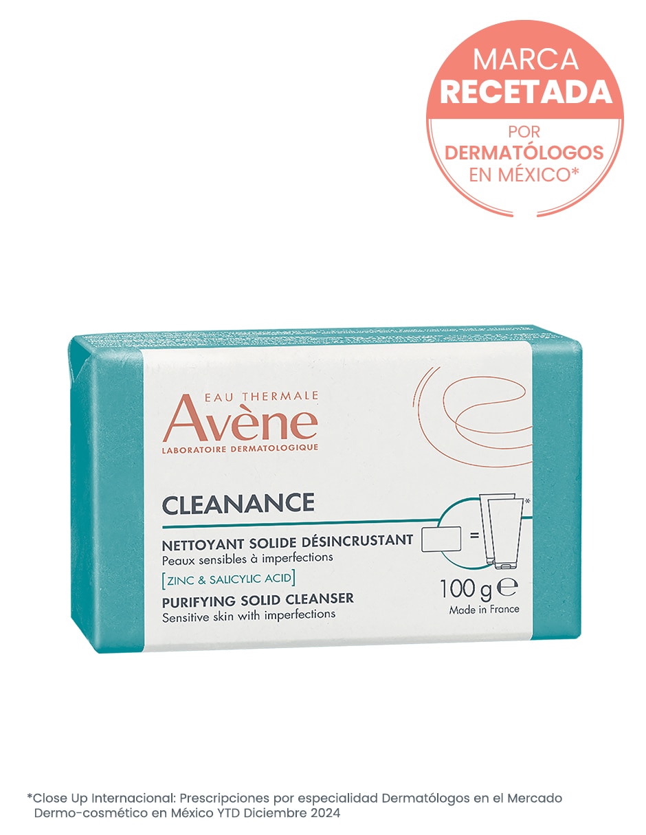 Limpiador facial Cleanance barra exfoliante facial sin jabón piel grasa 100 g Avène para acné 2