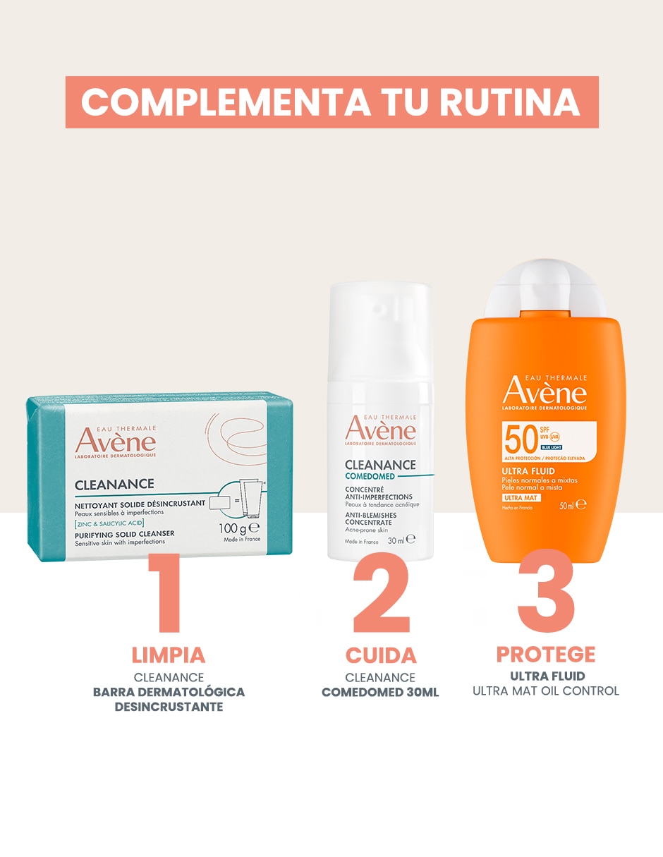 Limpiador facial Cleanance barra exfoliante facial sin jabón piel grasa 100 g Avène para acné 6