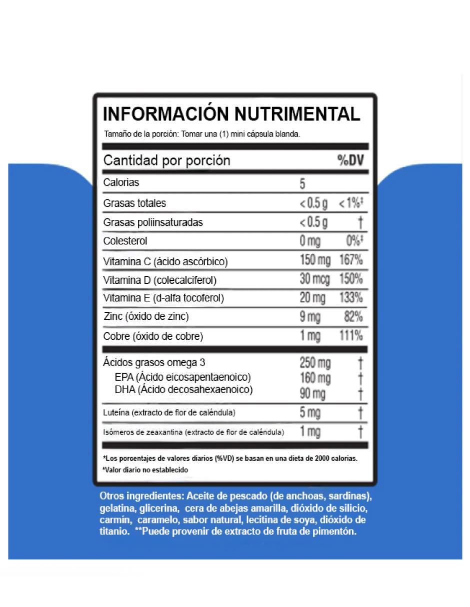 Ocuvite Adultos 50 con Vitamina C, Vitamina D, Vitamina E, Zinc, Omega-3, Luteina, Zeaxantina de 150 cápsulas 6