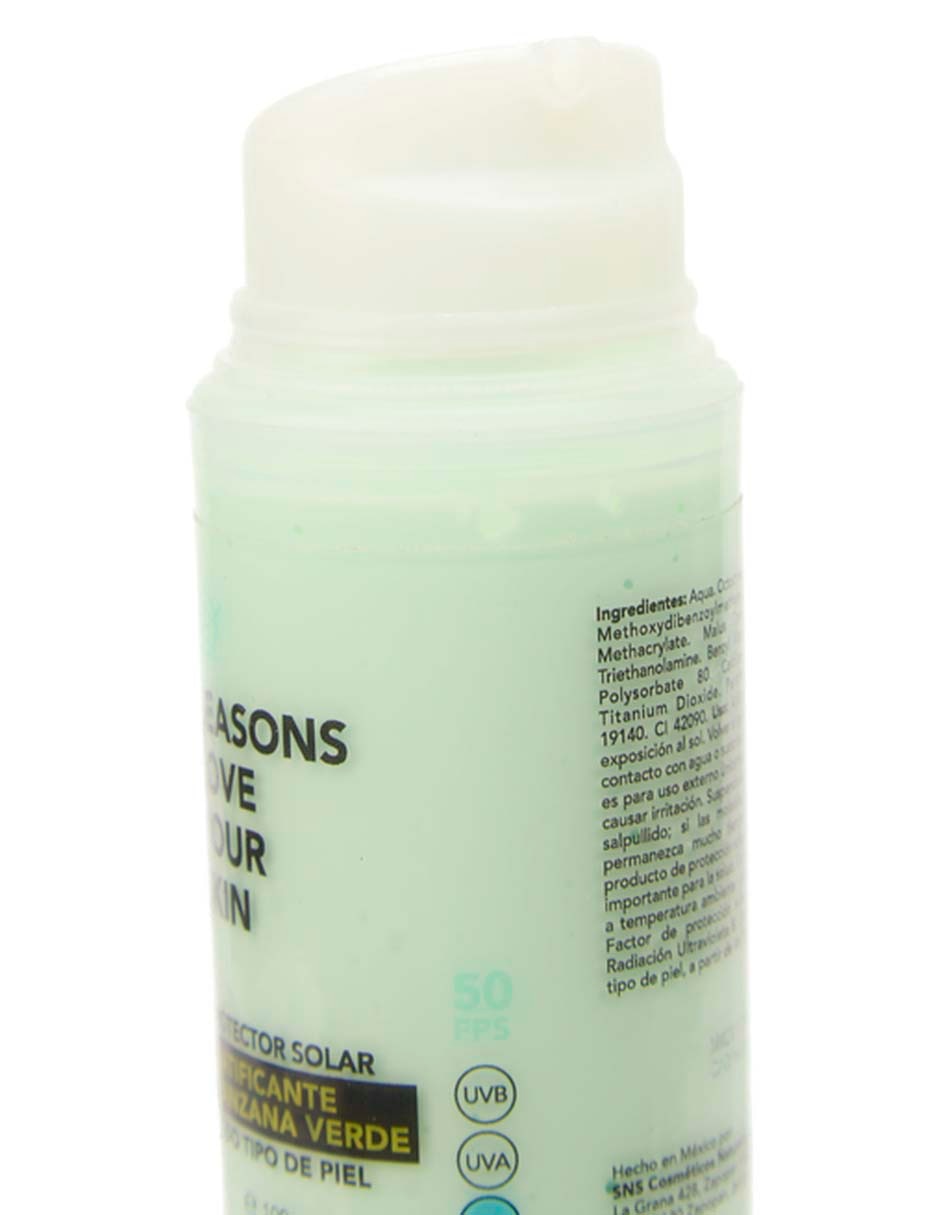 Protector solar FPS 50 Matificante Manzana Verde Love Your Skin 100 g 4