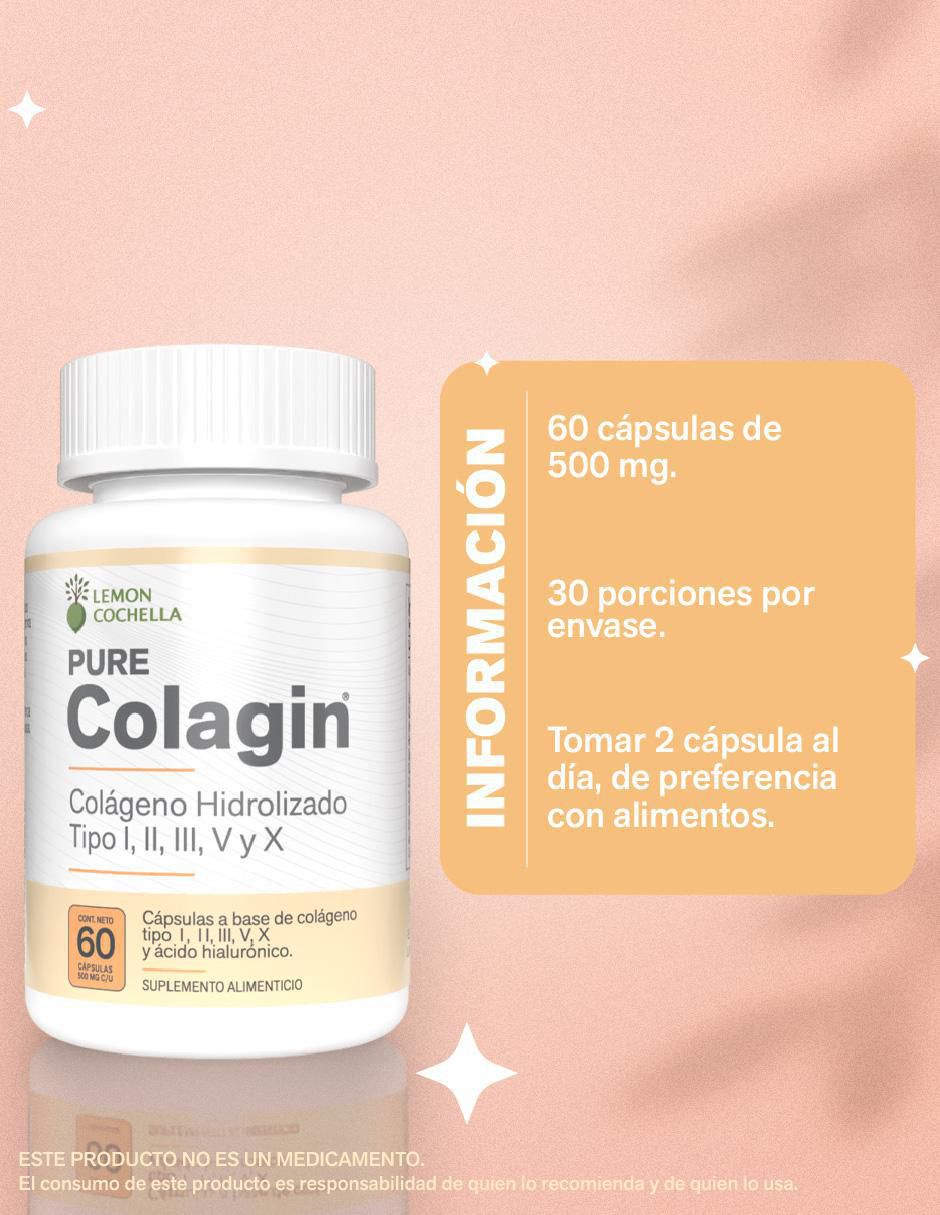 Colagin con colágeno hidrolizado tipo I,II, III, V y X sabor natural de 60 cápsulas 4
