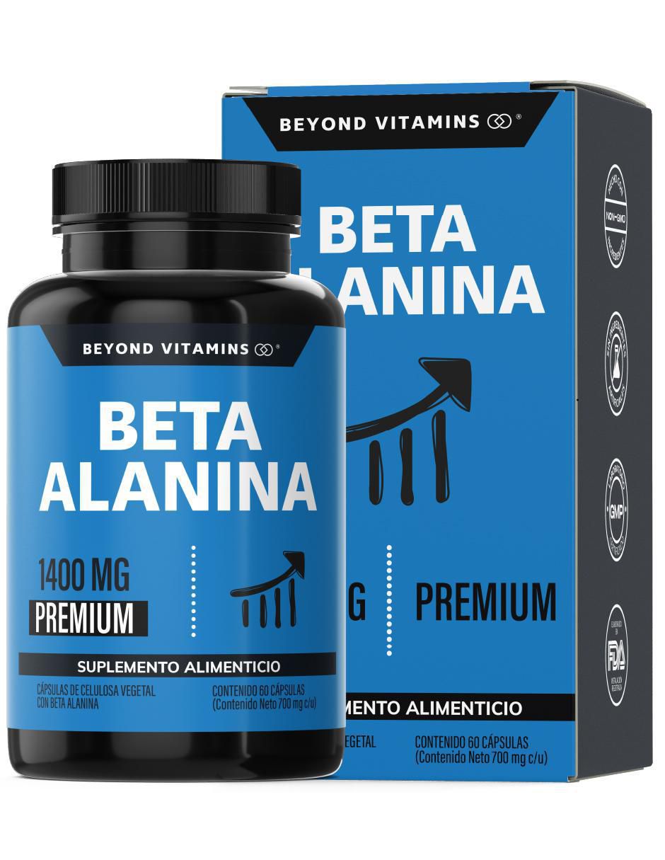 Beta Alanina 1400 mg Pura Pre Entreno de 60 cápsulas Beta Alanina 1400 mg Pura Pre Entreno de 60 cápsulas