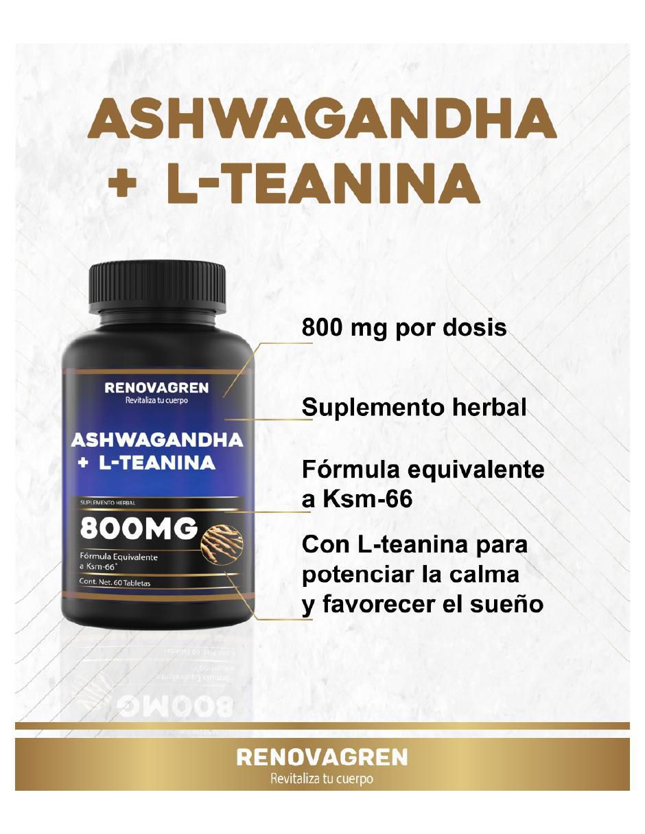 Ksm-66 ashwagandha + l-teanina 800mg de 60 tabletas 11