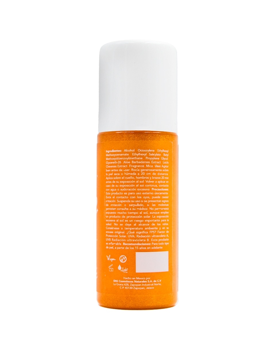 Protector solar FPS 50 Sun Kiss Bruma con brillos 150 ml 2