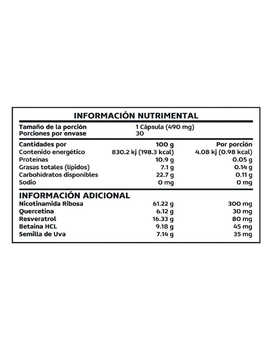 Nad+Nr Nicotinamida Ribosa de 30 cáp 3
