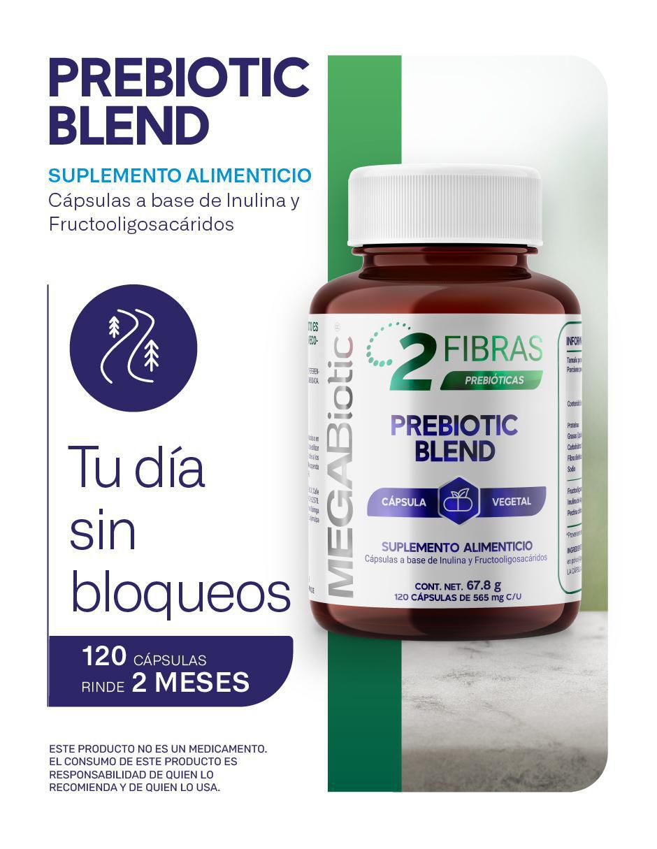 2 Fibras prebiotic blend con inulina (FOS) orgánica proveniente del agave azul de 120 cápsulas 2