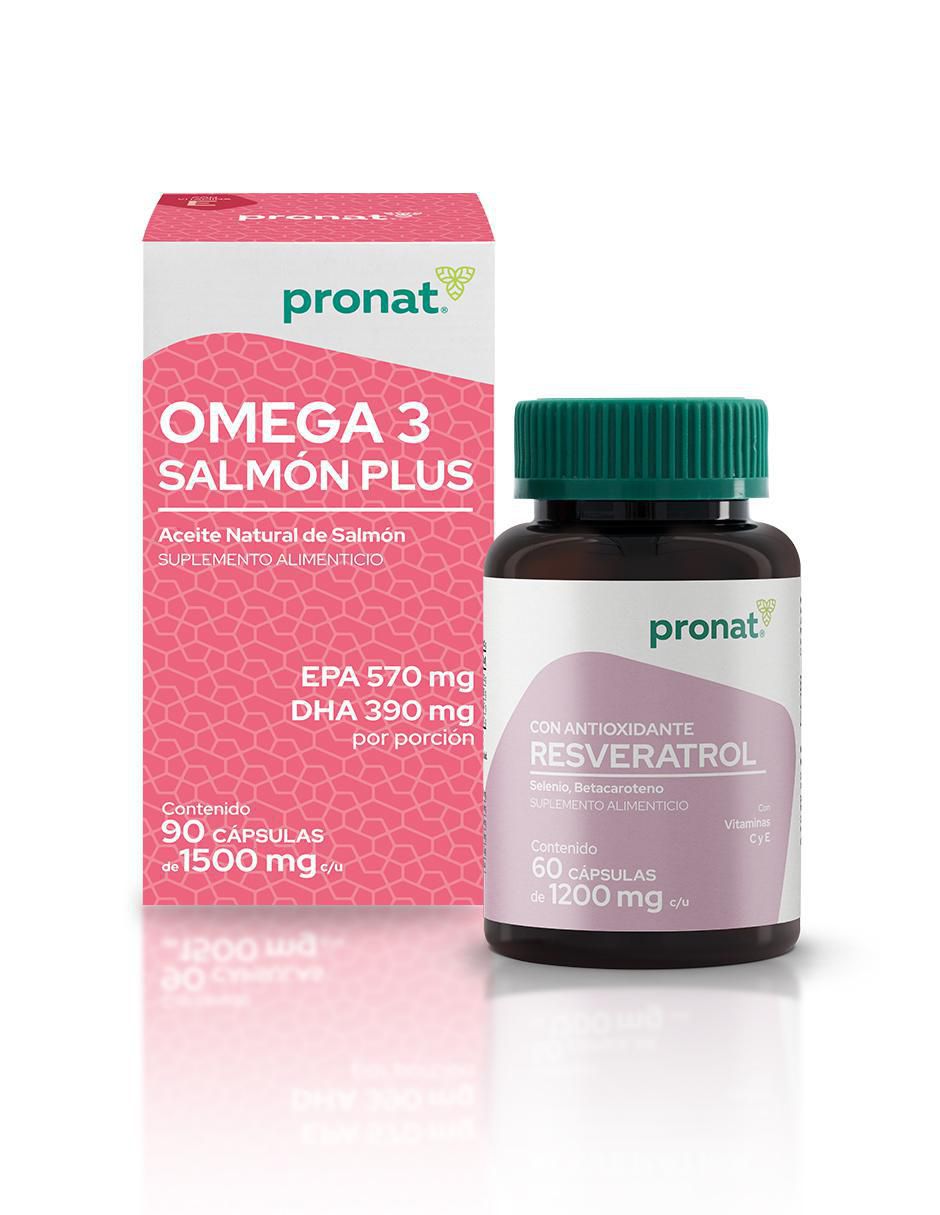 Set de suplementos alimenticios de Resveratol con antioxidante y Omega 3 salmón plus