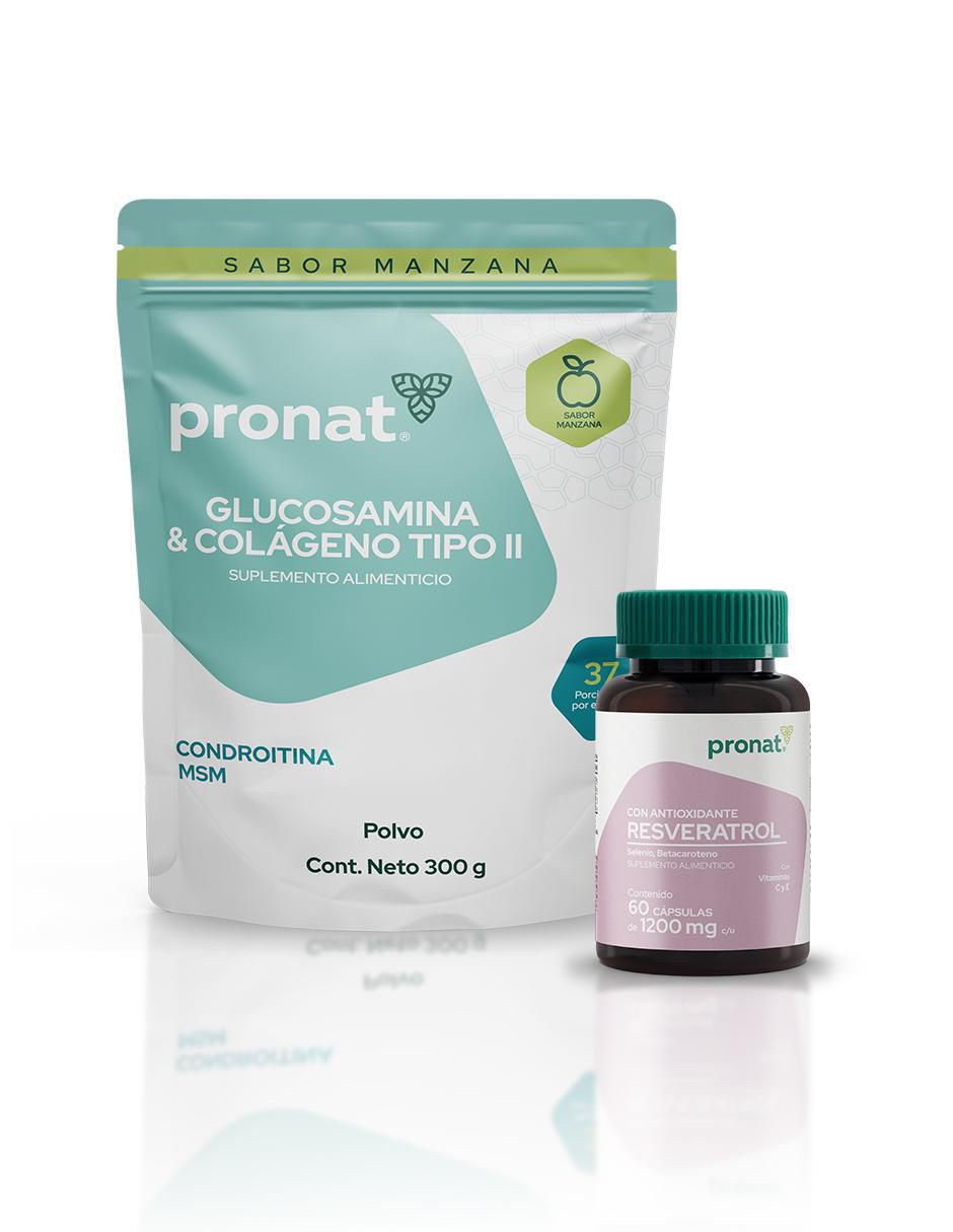 Set de suplementos alimenticios de Resveratol con antioxidante y Glucosamina & Colágeno tipo II
