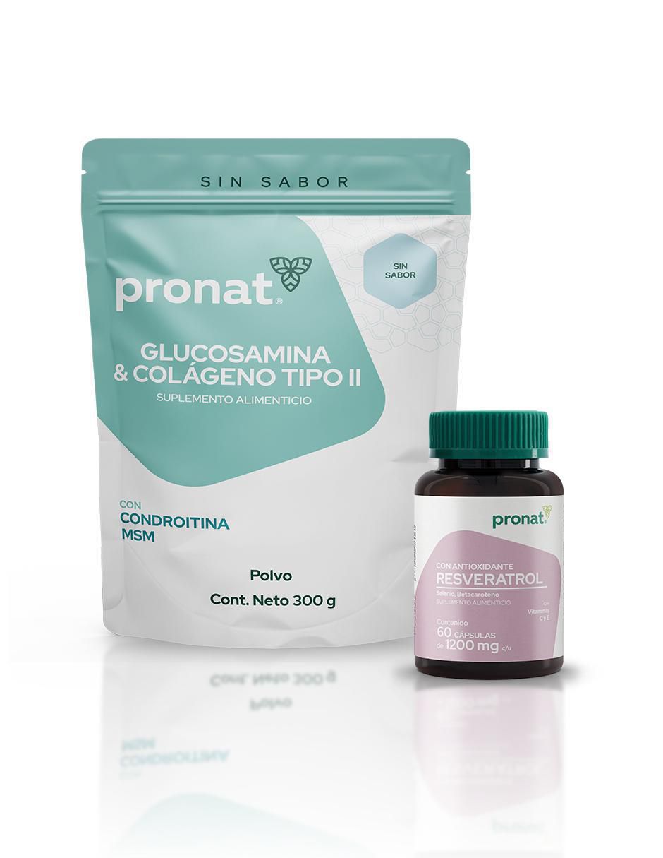 Set de suplementos alimenticios de Resveratol con antioxidante y Glucosamina & Colágeno tipo II