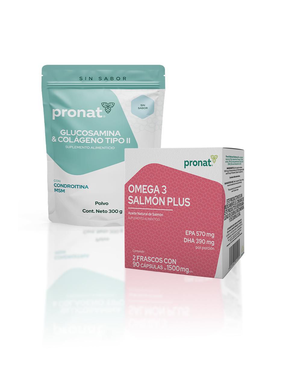 Set de suplementos alimenticios de Omega 3 salmón plus dúo y glucosamina & colágeno tipo II con DHA, EPA y vitamina E Set de suplementos alimenticios de Omega 3 salmón plus dúo y glucosamina & colágeno tipo II con DHA, EPA y vitamina E