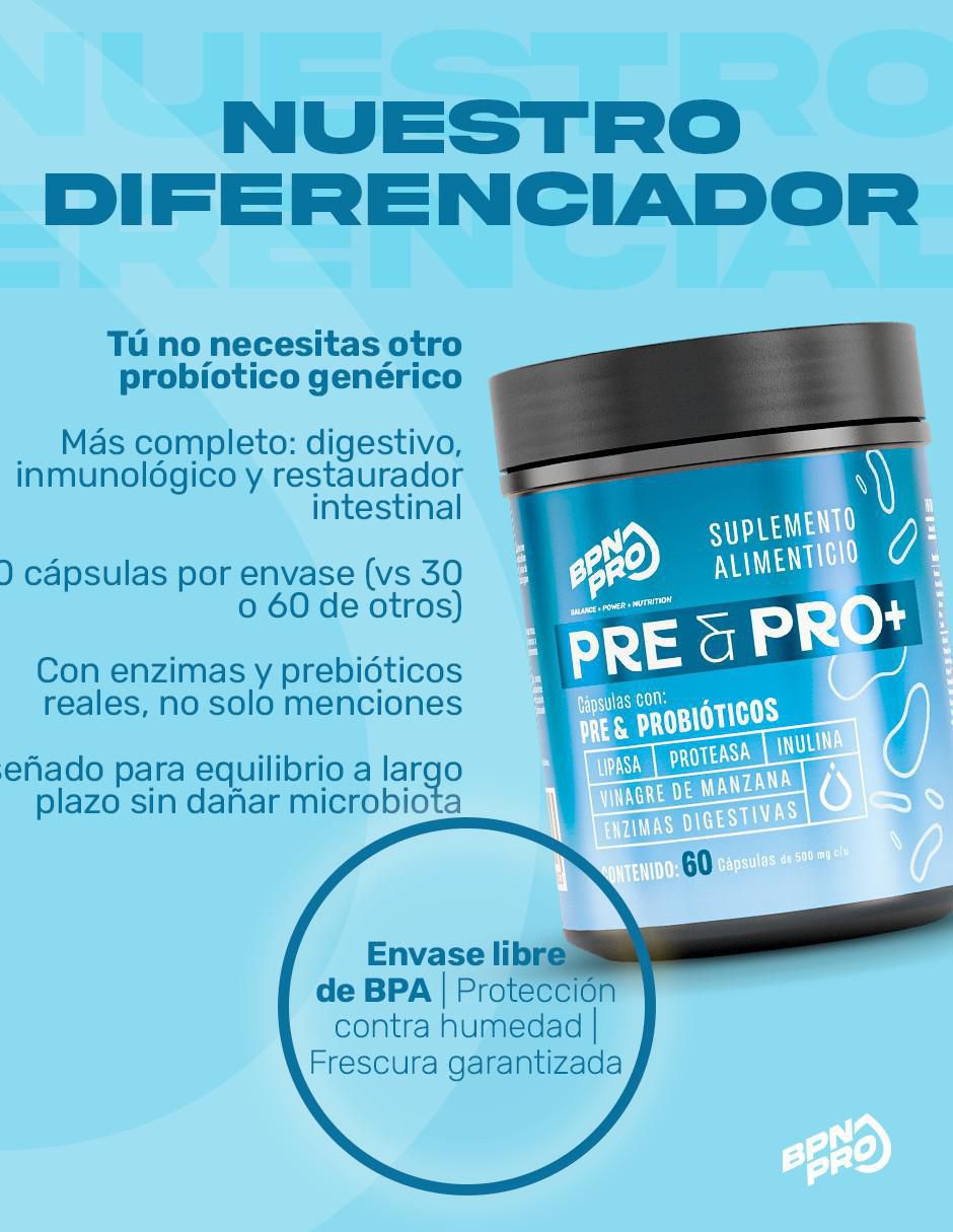 Pre & Pro+ con prebióticos, inulina, lipasa y enzimas digestivas sin sabor con 5 billones de probióticos de 60 cápsulas 10