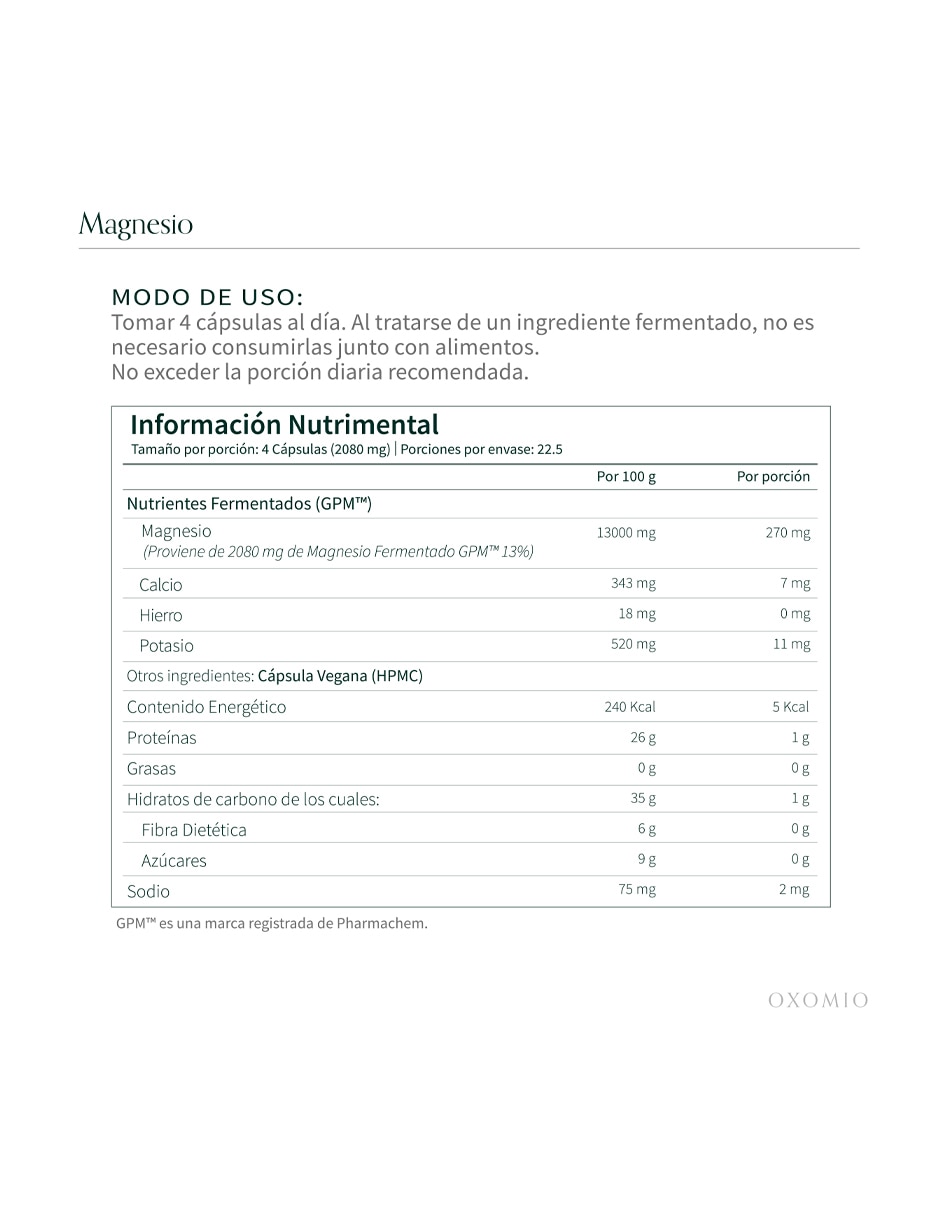 Magnesio Fermentado GPM* de de 90 cápsulas 2