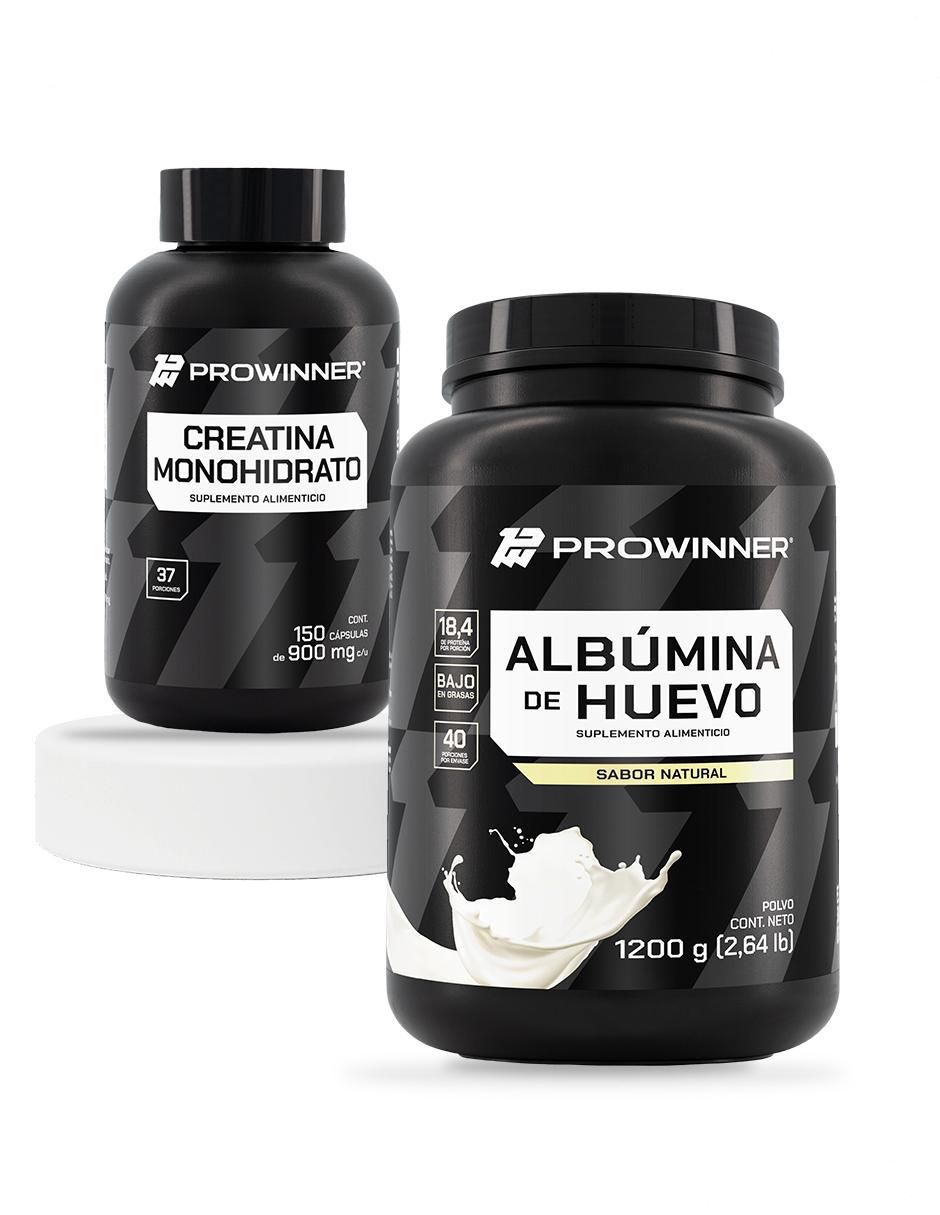 Set de suplementos alimenticios de creatina monohidrato y albúmina de huevo