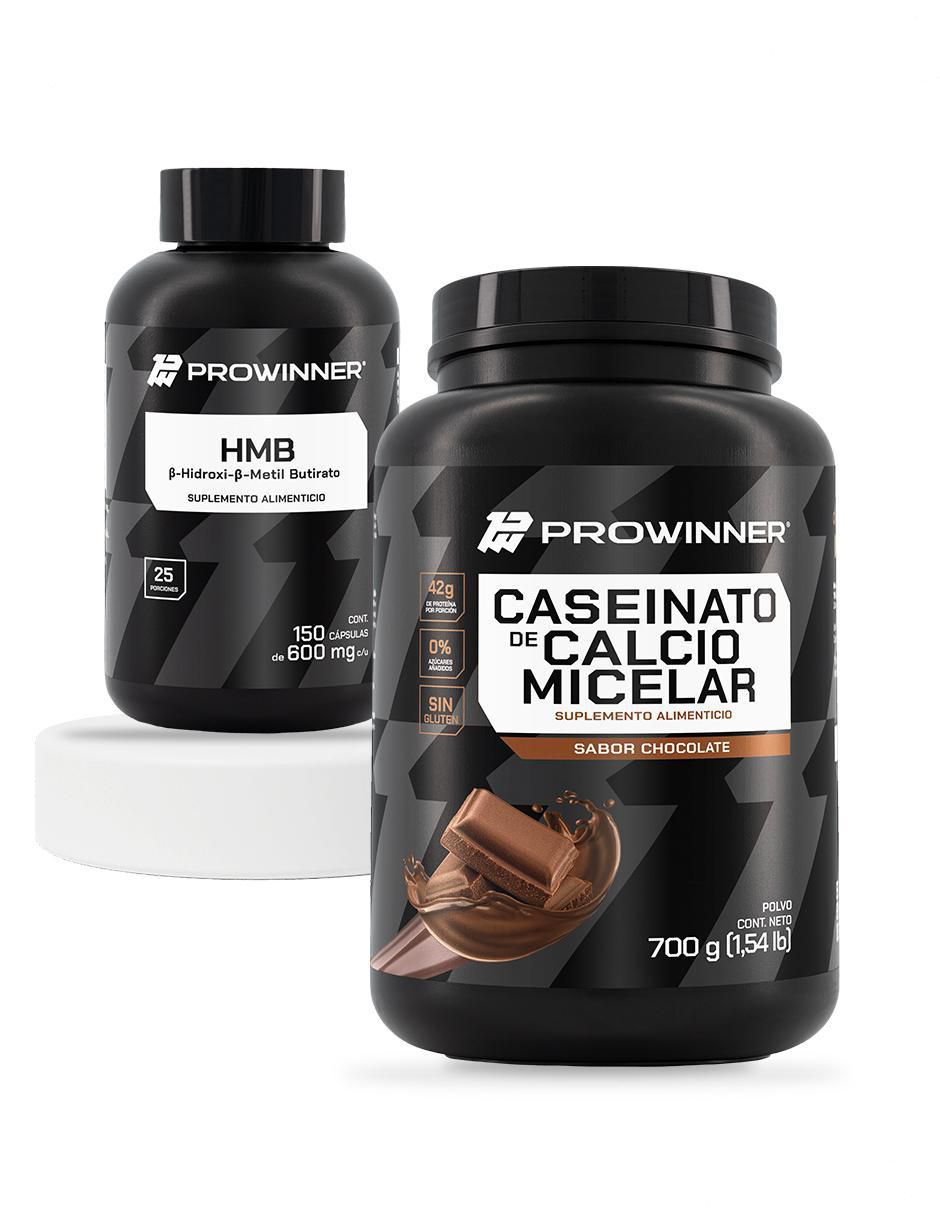 Set de suplementos alimenticios de hmb y caseinato de calcio micelar chocolate