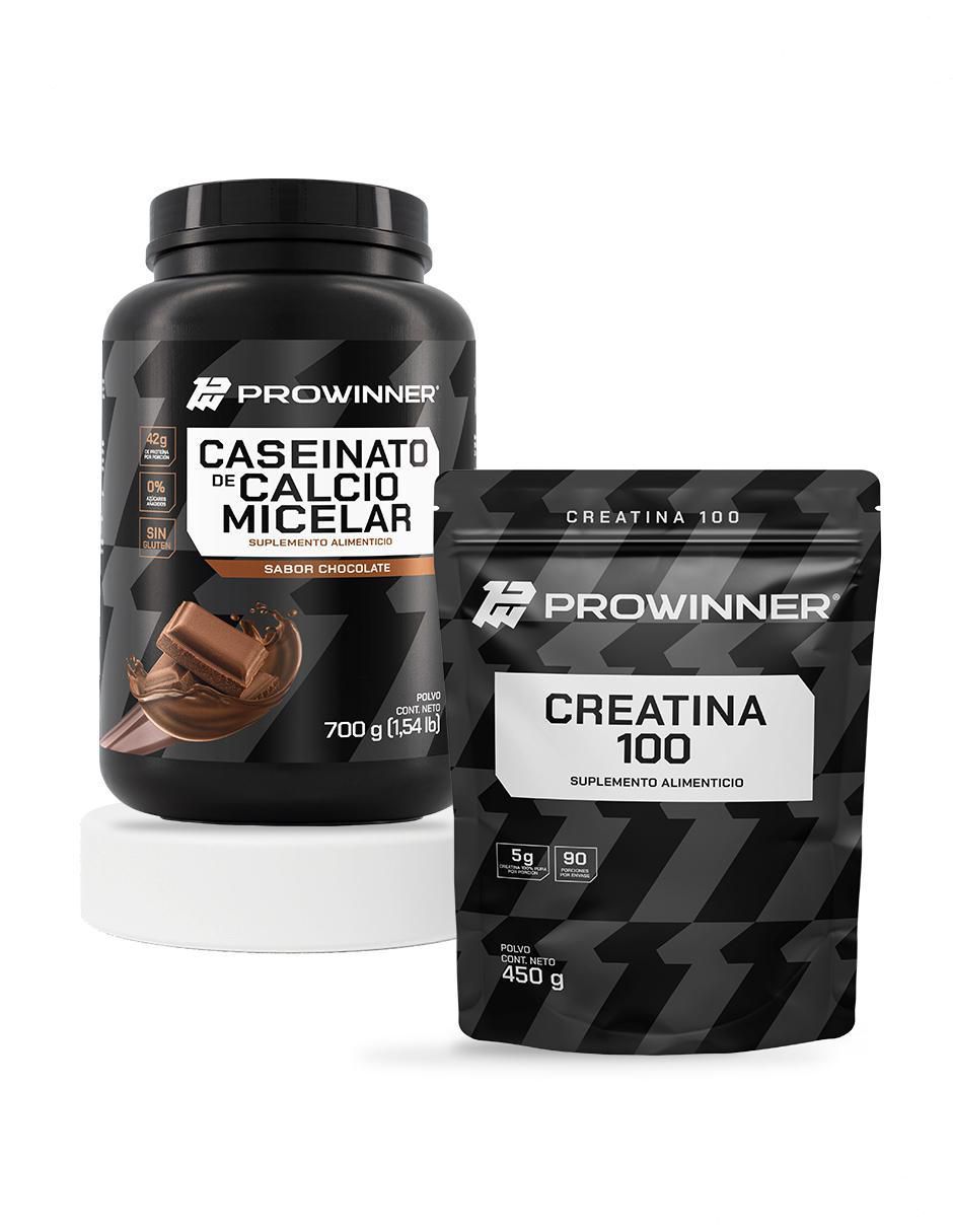 Set de suplementos alimenticios Caseinato de calcio micelar chocolate y creatina 100