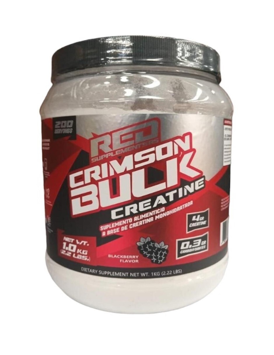 Creatina monohidratada crimson bulk con proteína sabor blackberry de 1 kg