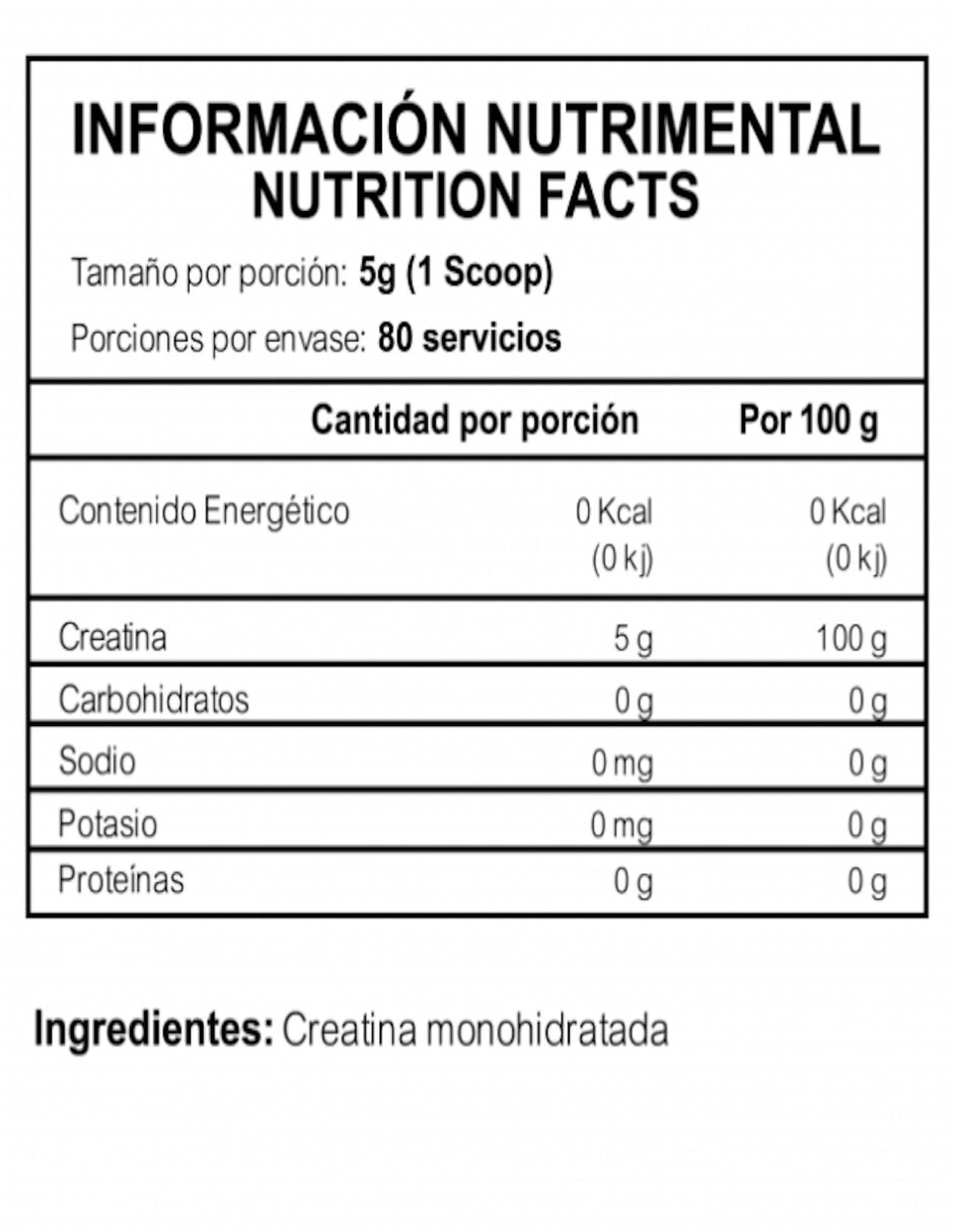 Creatina monohidratada crimson bulk con proteína sabor natural de 400 g 4