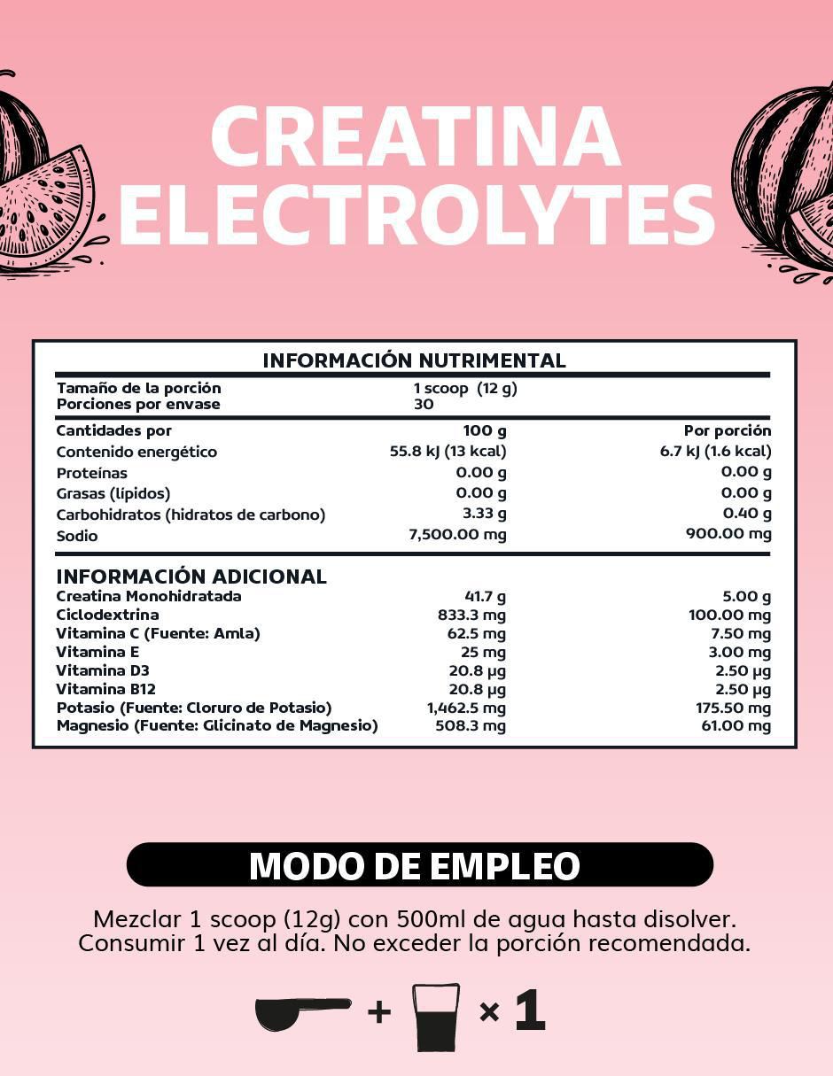 Creatina monohidratada con electrolitos y ciclodextrina con creatina micronizada sabor sandia de 360 g 8