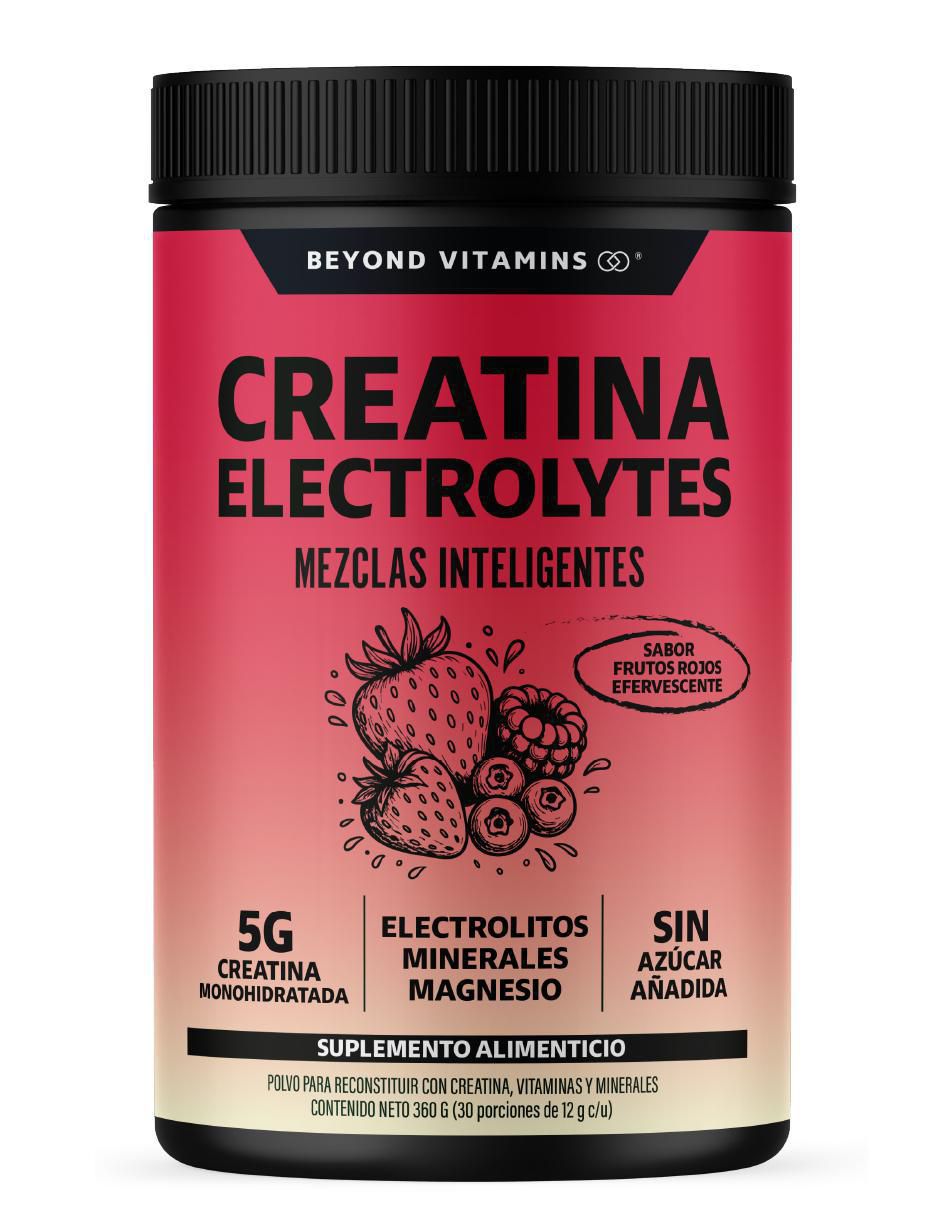 Creatina monohidratada con electrolitos y ciclodextrina con creatina micronizada sabor frutos rojos de 360 g