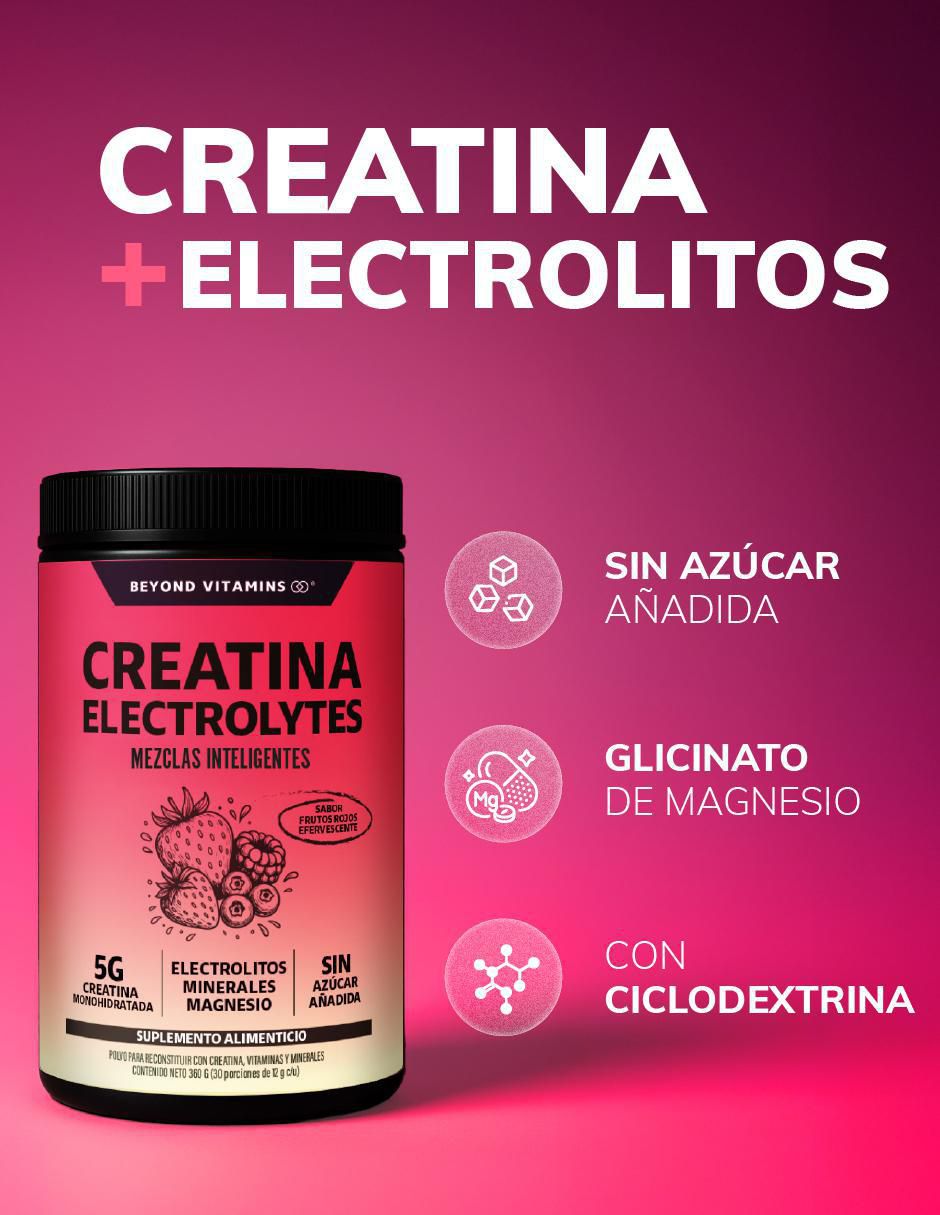 Creatina monohidratada con electrolitos y ciclodextrina con creatina micronizada sabor frutos rojos de 360 g 3