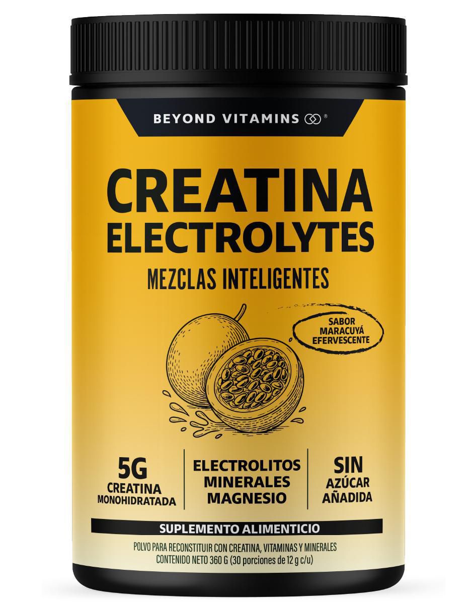 Creatina monohidratada con electrolitos y ciclodextrina con creatina micronizada sabor maracuyá de 360 g