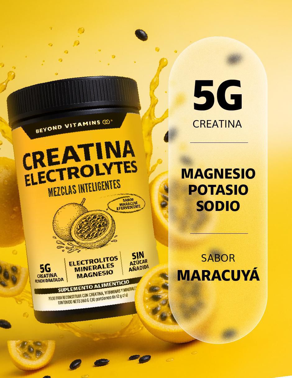 Creatina monohidratada con electrolitos y ciclodextrina con creatina micronizada sabor maracuyá de 360 g 2