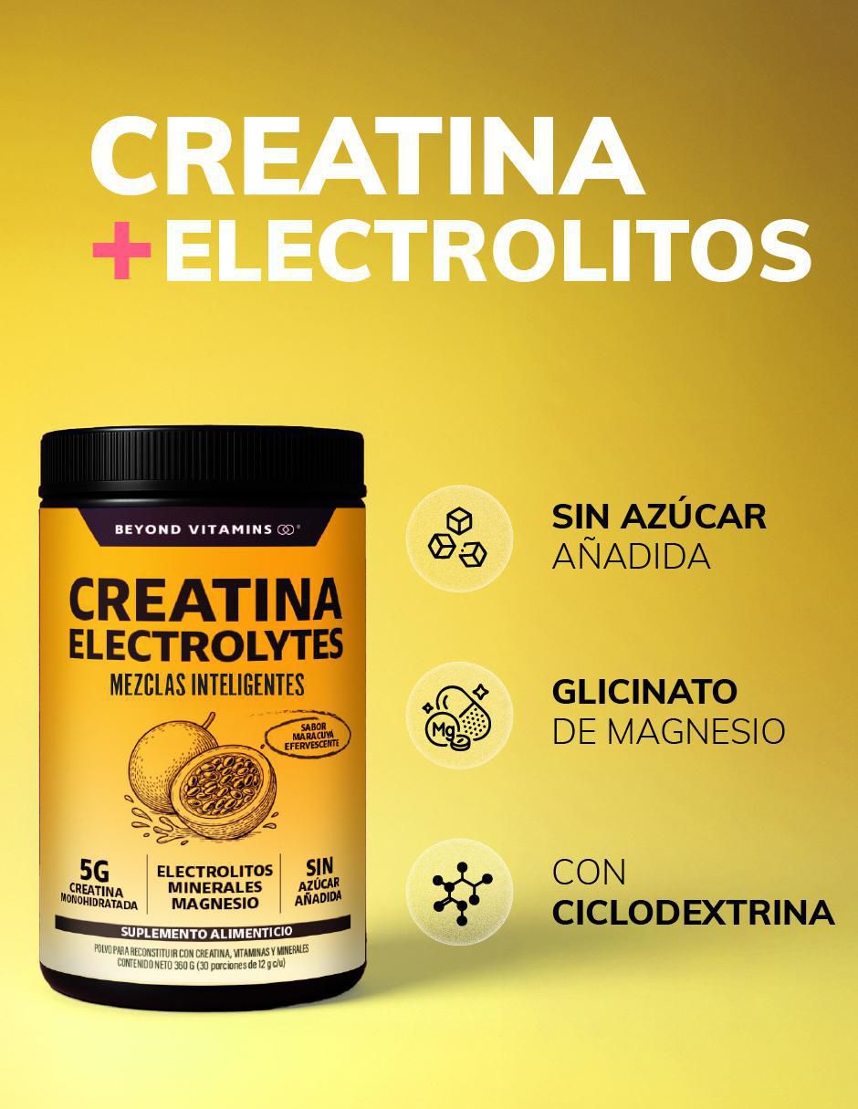 Creatina monohidratada con electrolitos y ciclodextrina con creatina micronizada sabor maracuyá de 360 g 3