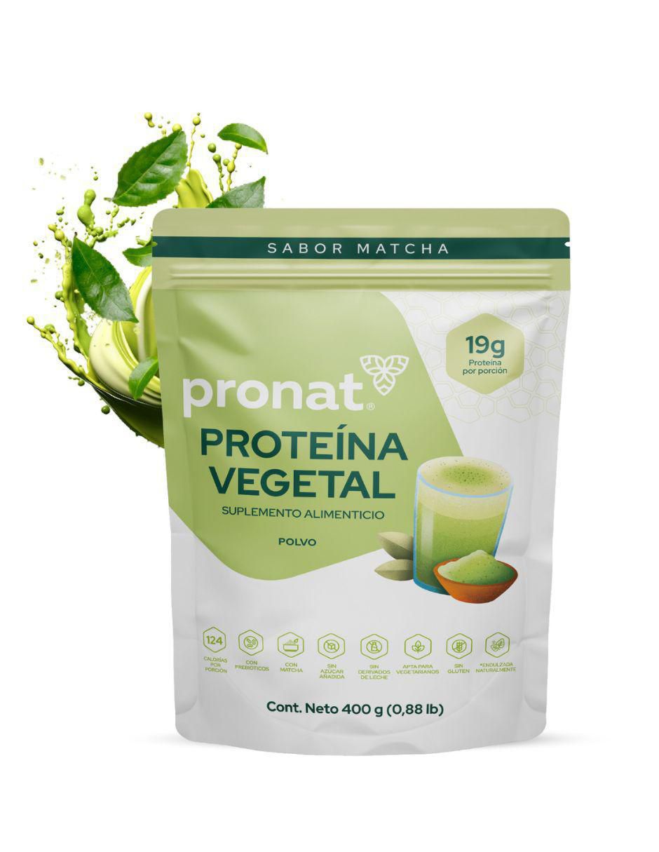 Proteína vegetal con proteína de arroz, proteína de chícharo y probióticos sabor matcha de 400 G 2