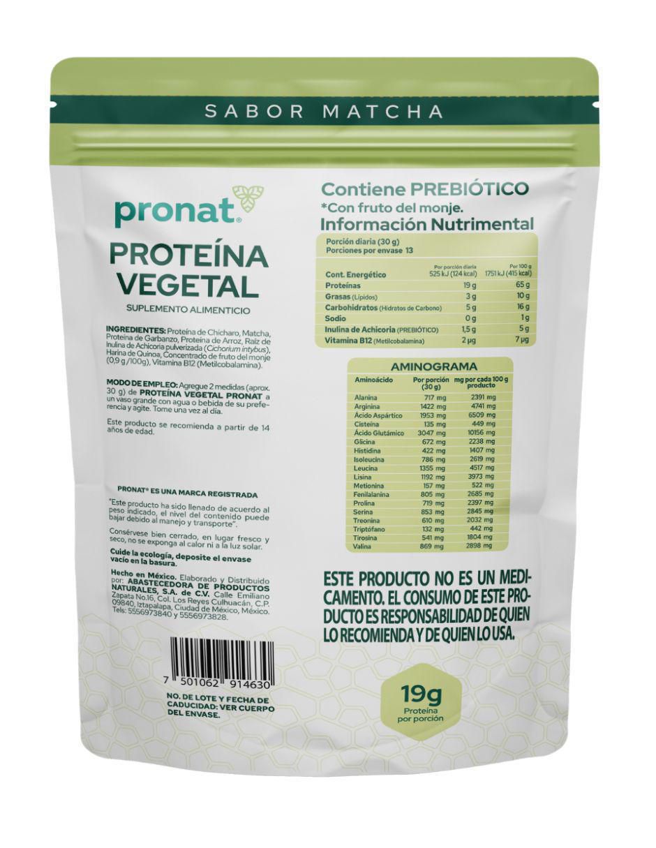 Proteína vegetal con proteína de arroz, proteína de chícharo y probióticos sabor matcha de 400 G 4