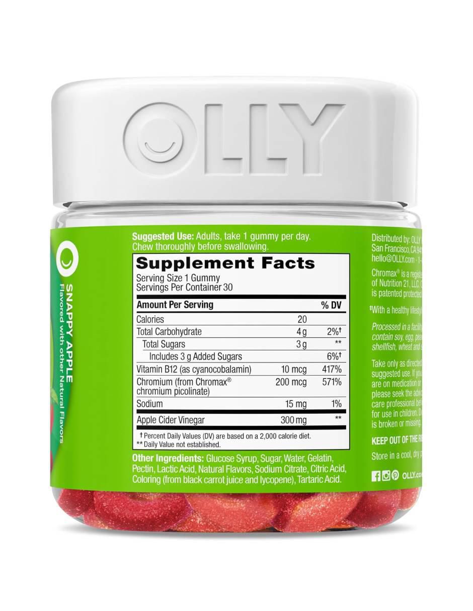 Gomitas metabolism con vinagre de sidra de manzana, vitamina B12 y cromo sabor manzana de 30 gomitas 2
