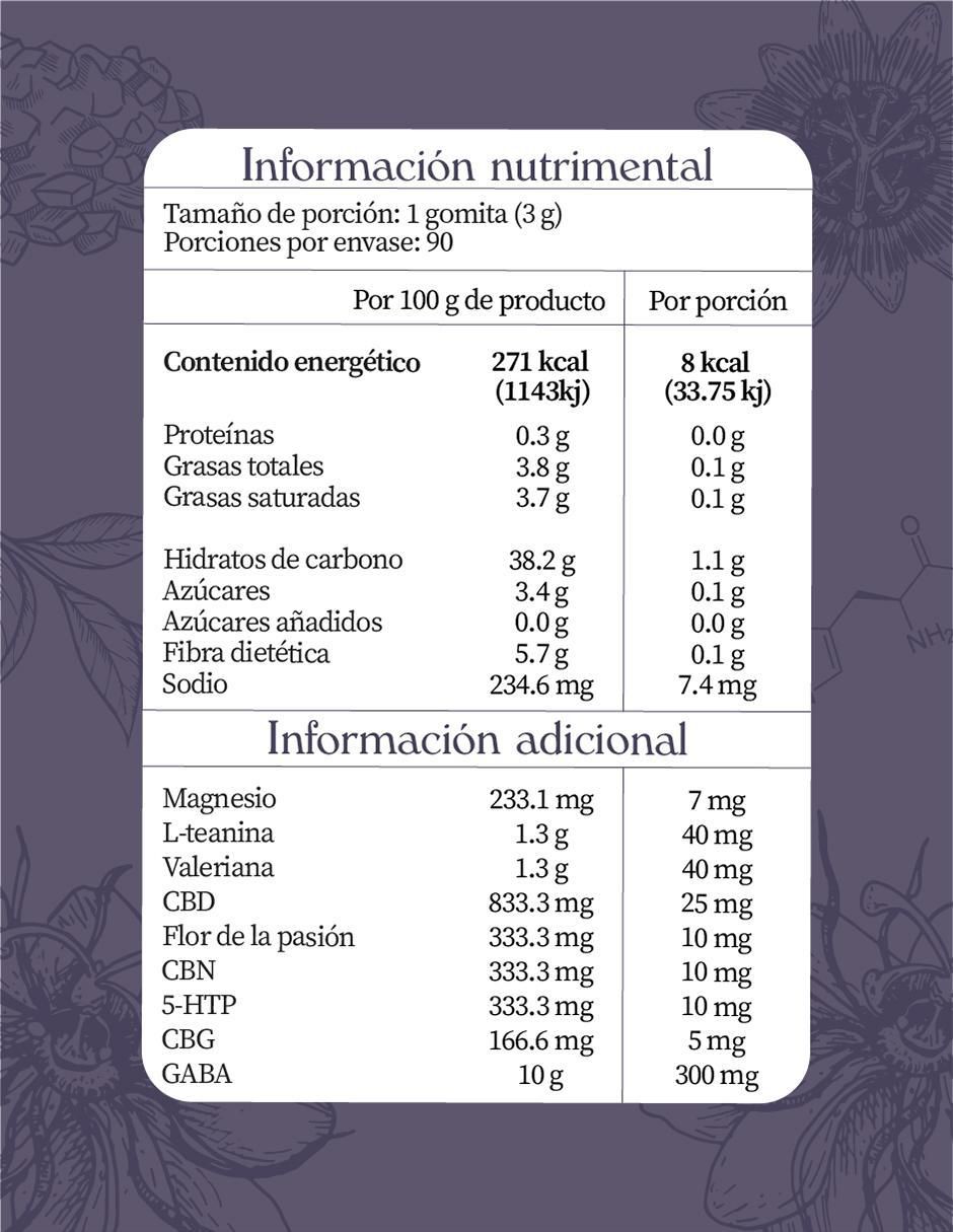 Gomitas dulce descanso con CBD sabor mora azul y lavanda de 90 gomitas 4