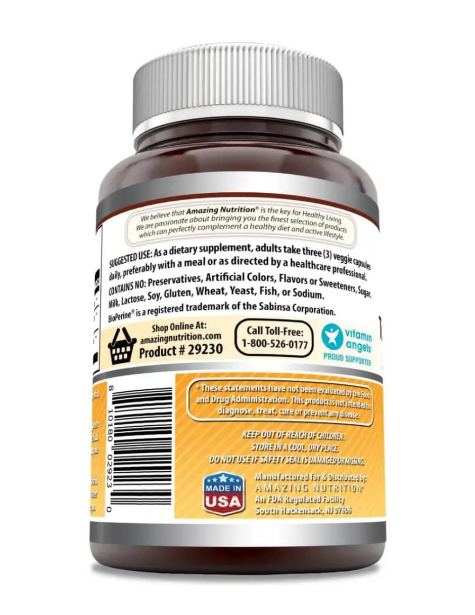 Cúrcuma y jengibre con bioperine 2,250 mg de 180 cápsulas 3