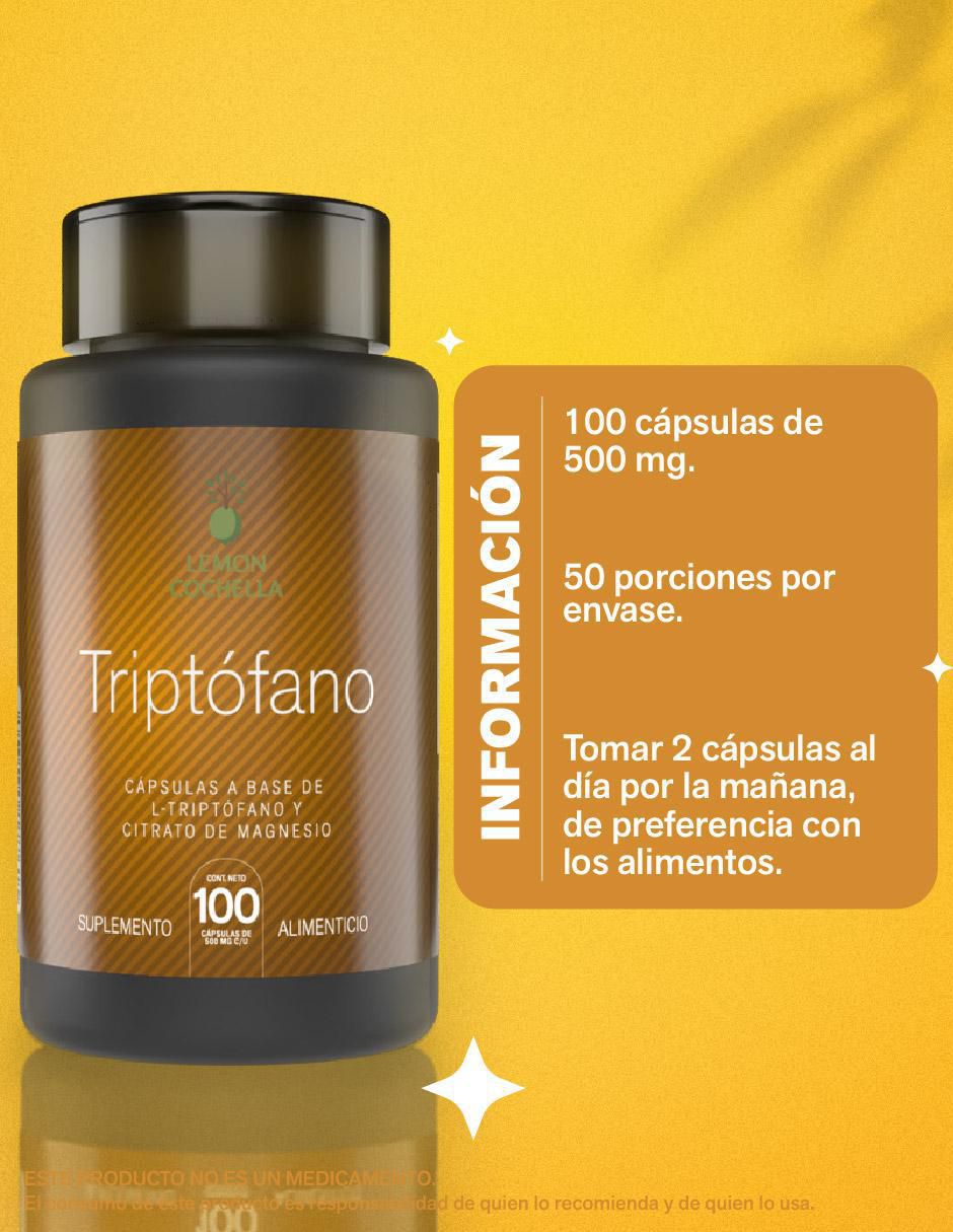 Triptófano con L-triptófano, Citrato de Magnesio de 100 cápsulas 7