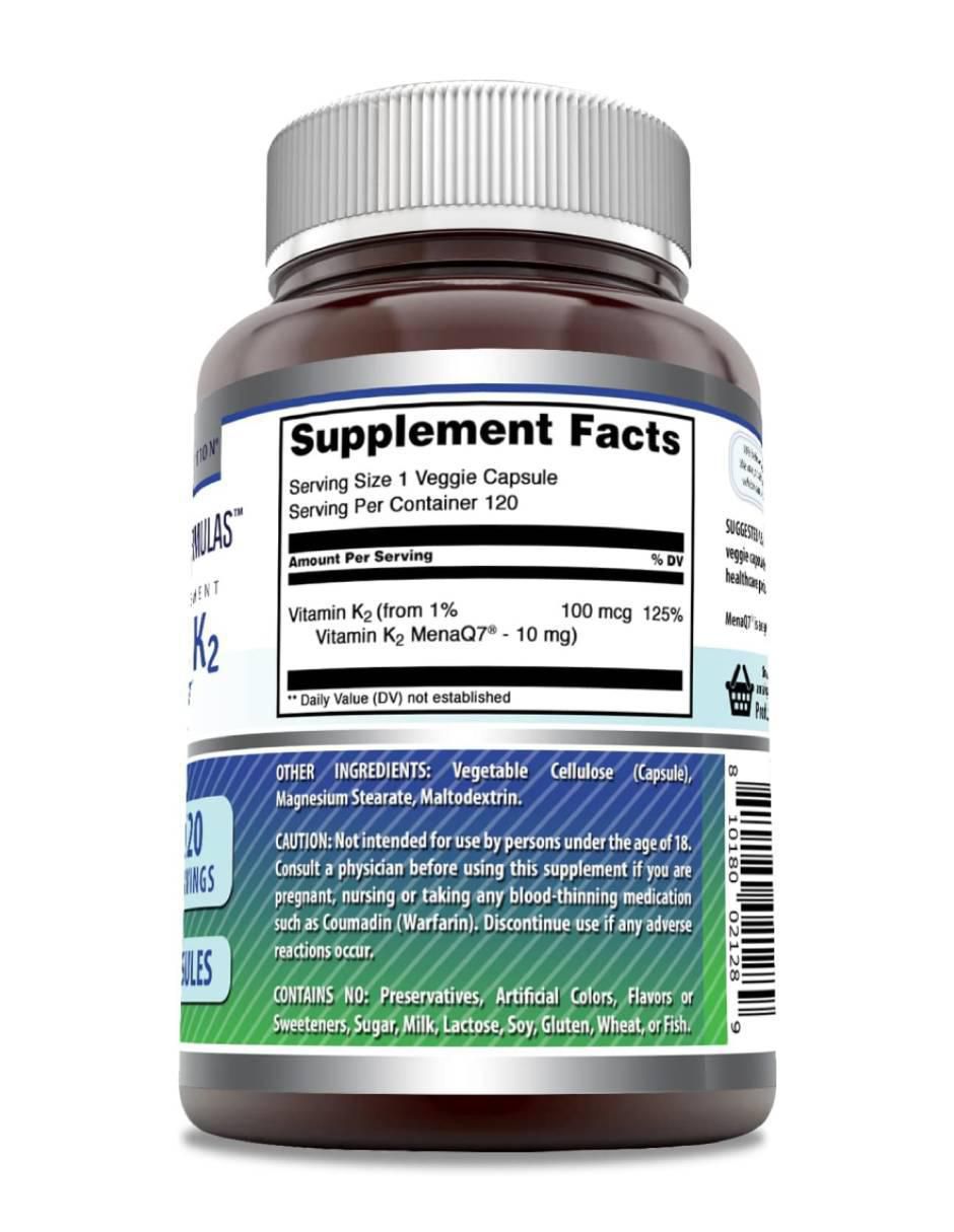Vitamina K2 suplemento dietético salud ósea y cardiovascular con vitamina D3 de 120 cápsulas 2