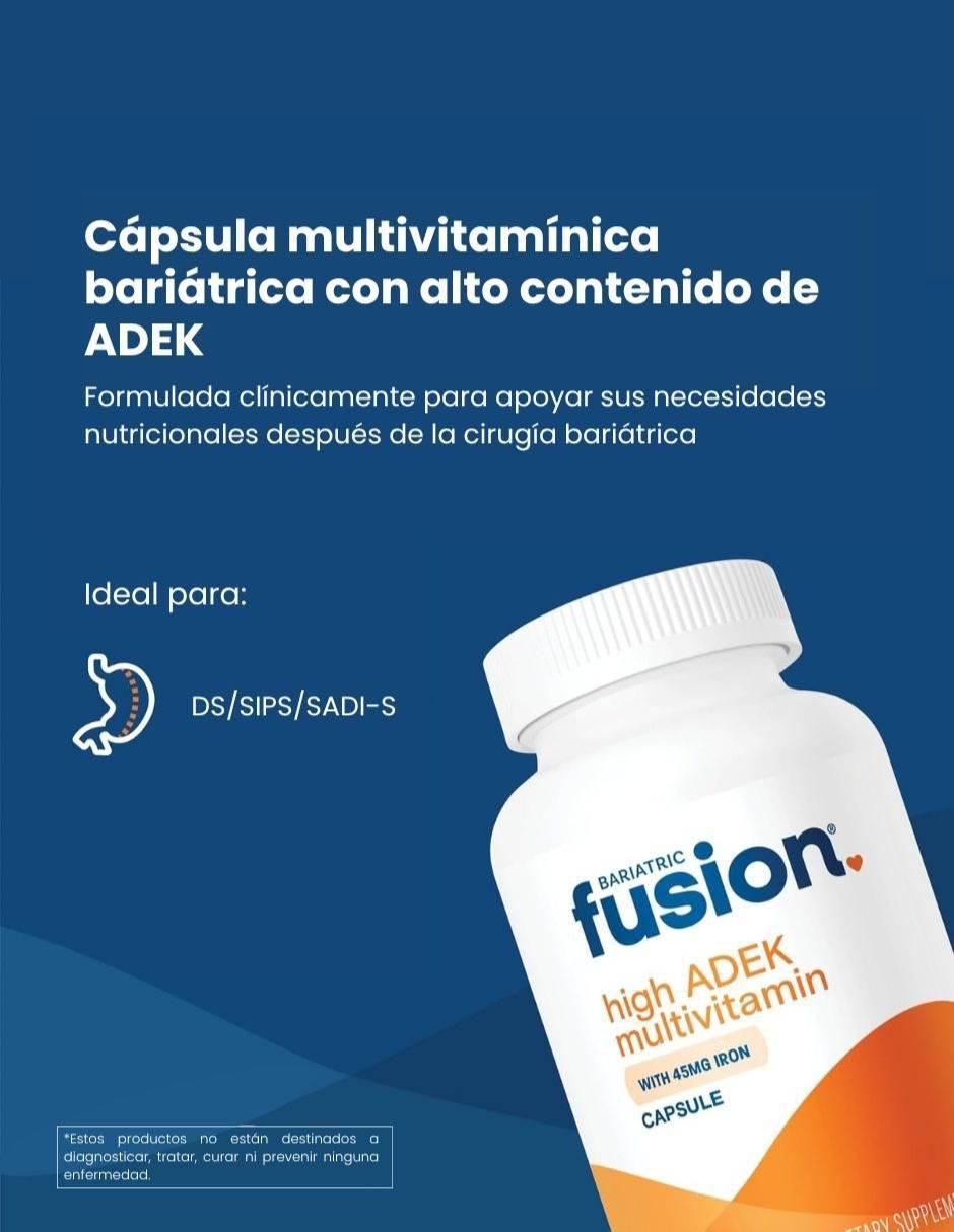 Multivitamínico bariátrico ADEK hierro suplemento dietético postquirúrgico de 90 cápsulas 3