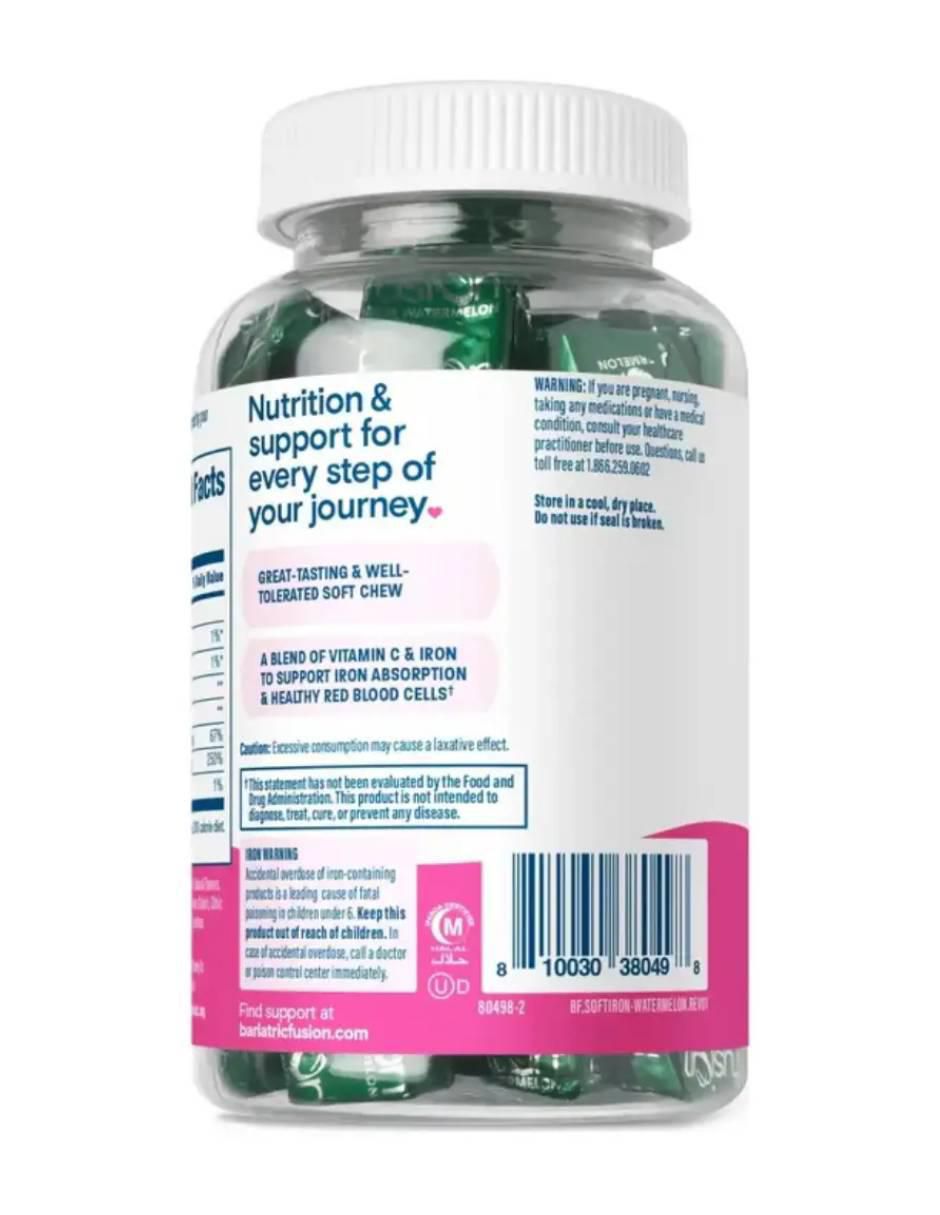 Hierro con vitamina C suplemento dietético masticable con hierro sabor sandía de 60 cápsulas 2