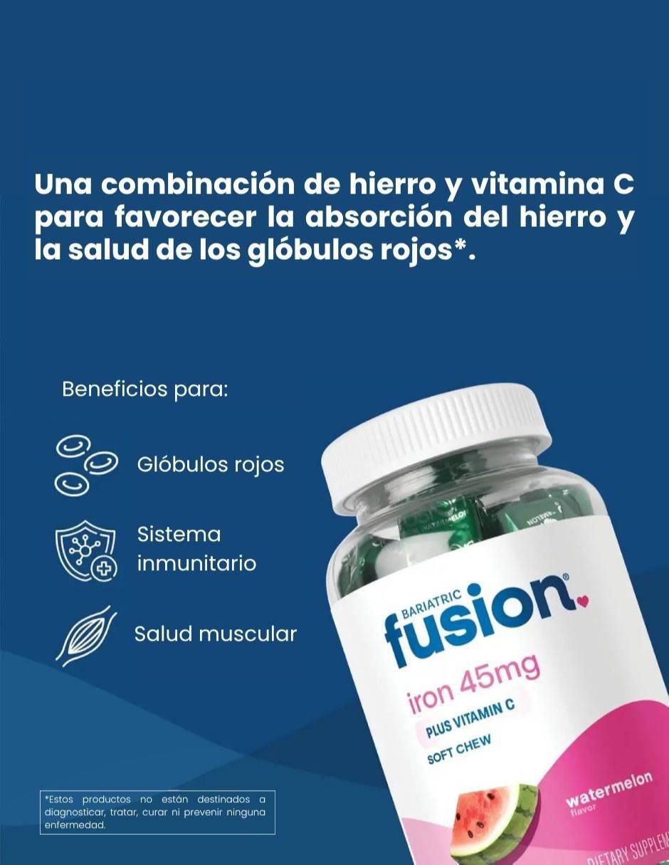 Hierro con vitamina C suplemento dietético masticable con hierro sabor sandía de 60 cápsulas 4
