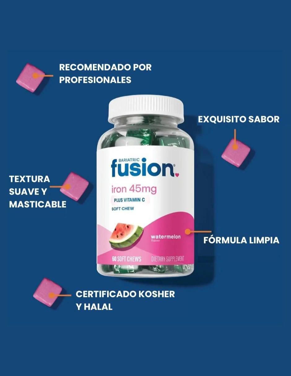 Hierro con vitamina C suplemento dietético masticable con hierro sabor sandía de 60 cápsulas 5