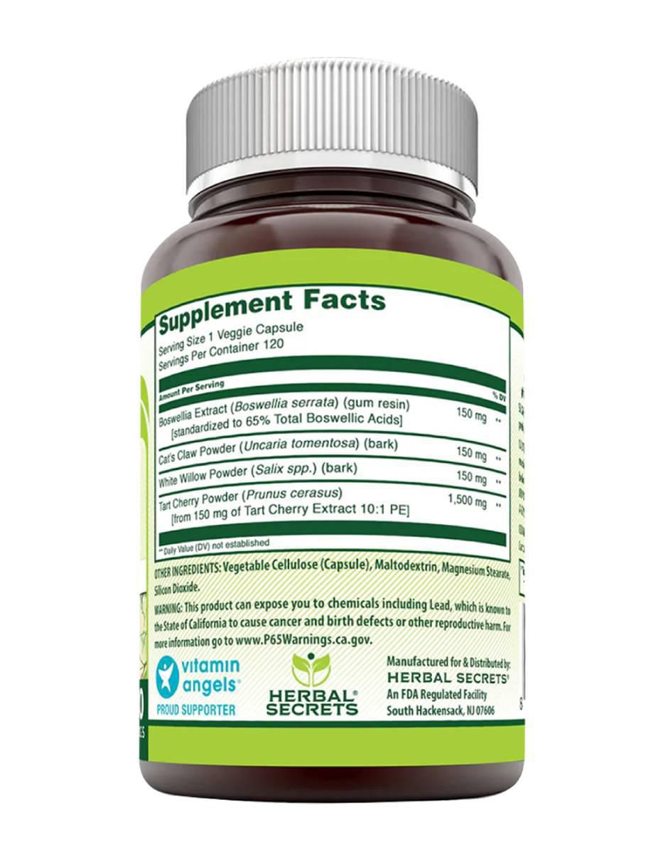 Herbal joint care suplemento dietético salud articular y movilidad con boswellia serrata y celulosa vegetal de 120 cápsulas 2